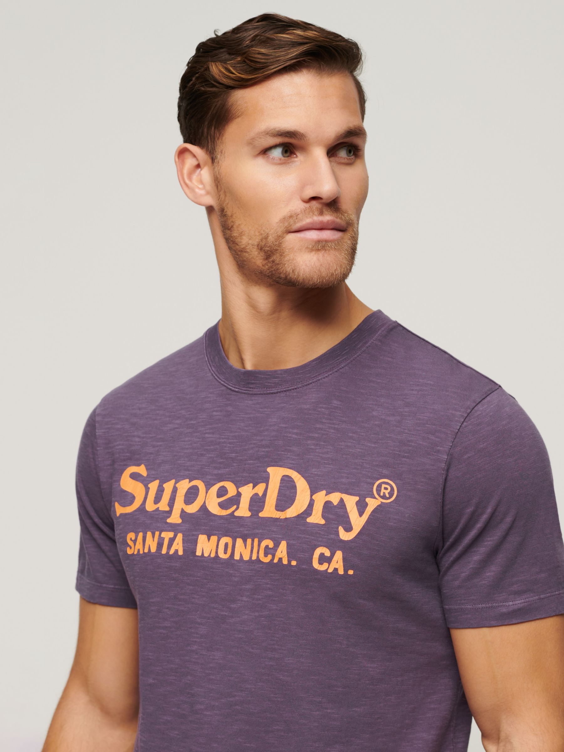 Superdry Venue Classic Logo T-Shirt, Soot Purple Slub, M