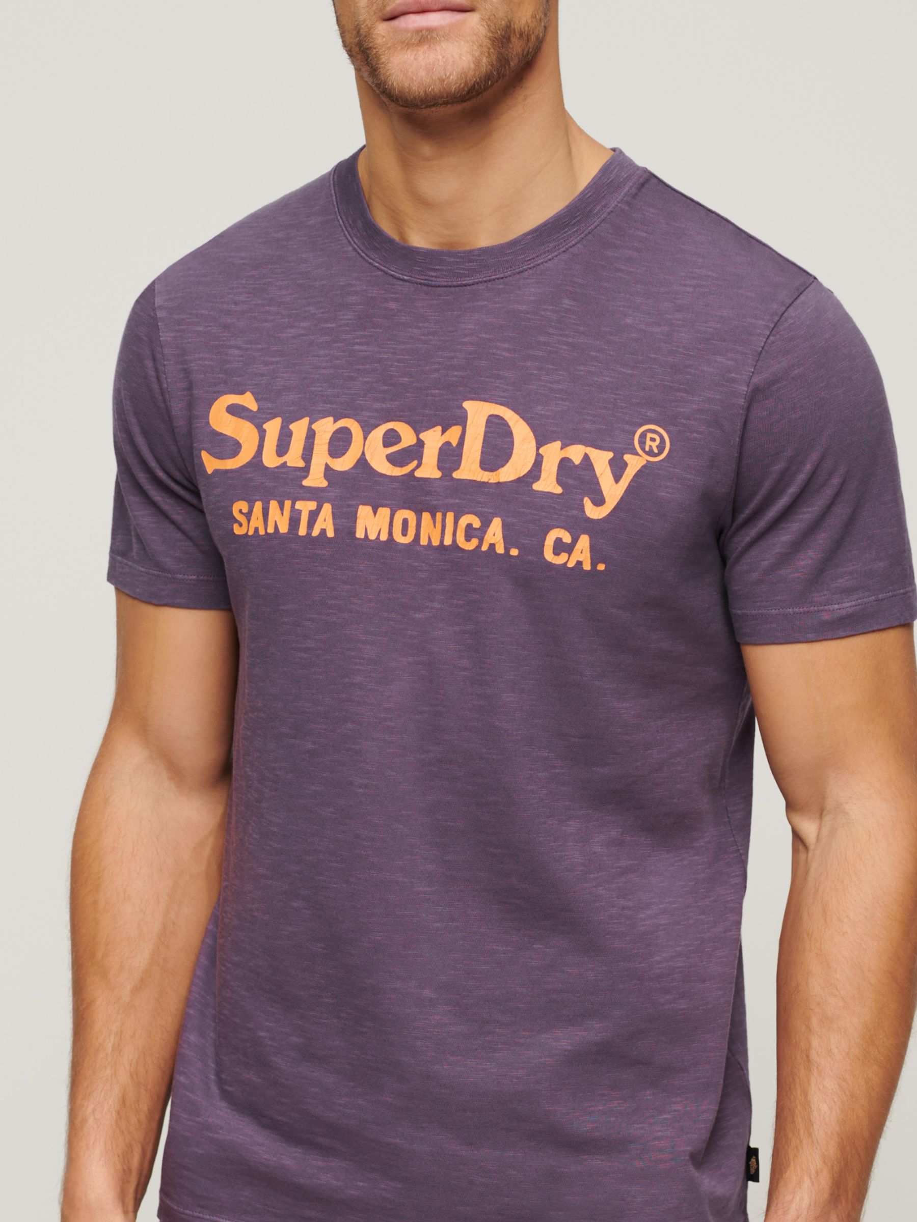 Superdry Venue Classic Logo T-Shirt, Soot Purple Slub, M