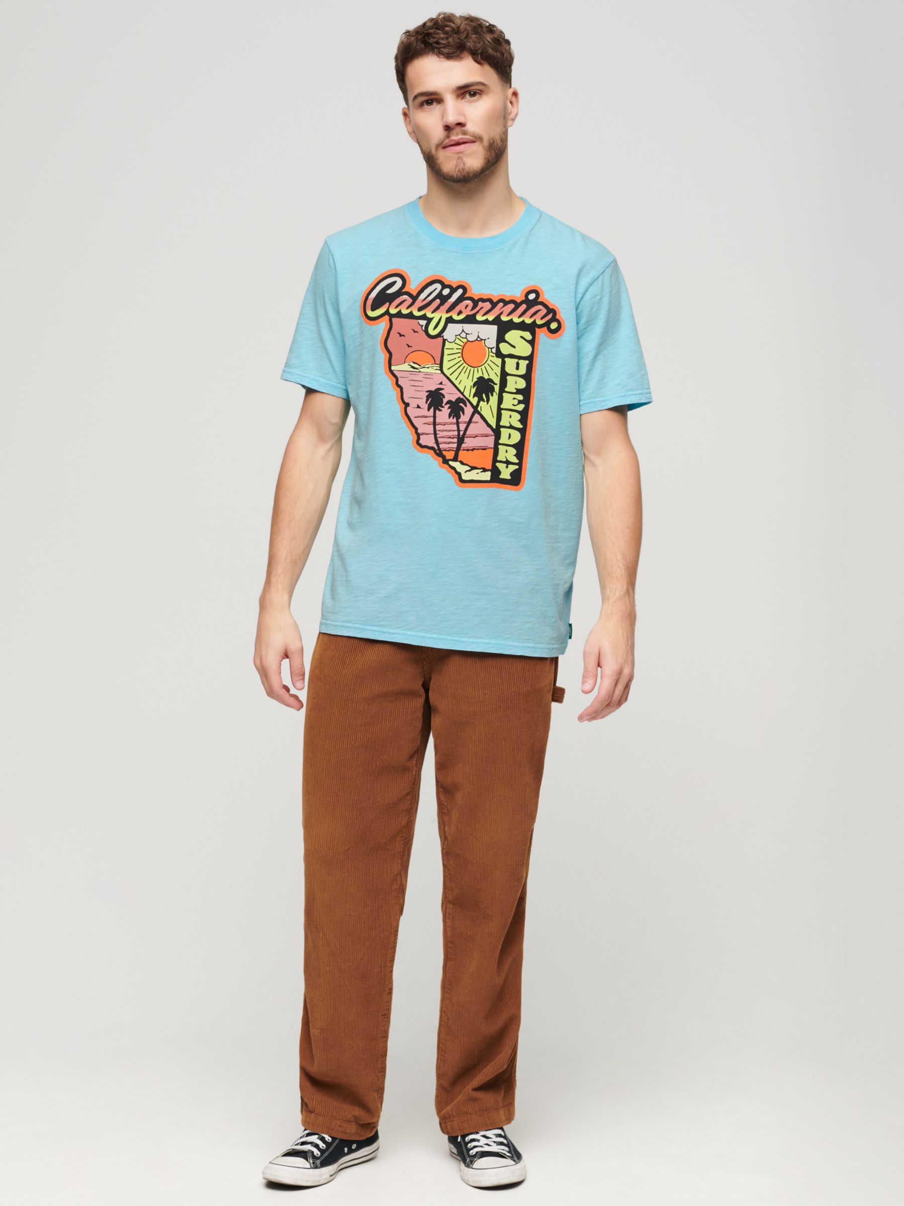 Buy Superdry Neon Cotton T-Shirt, Kingfisher Blue Slub Online at johnlewis.com