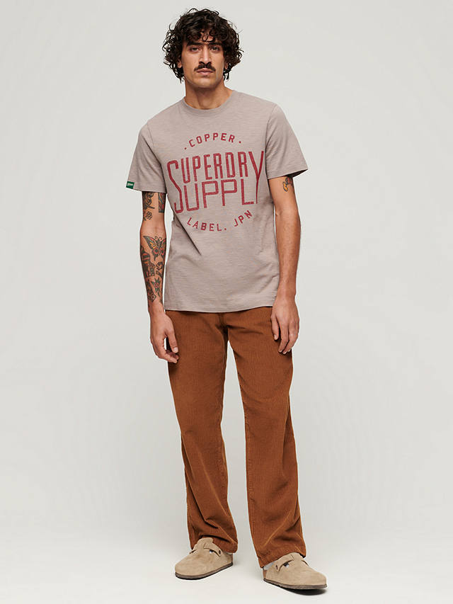 Superdry Copper Label Workwear T-Shirt, Deep Beige Slub