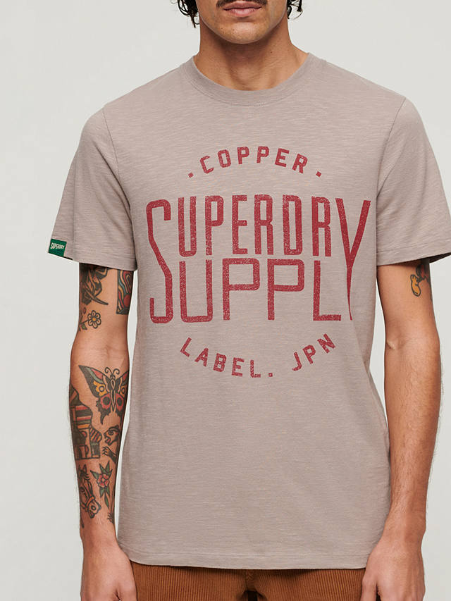 Superdry Copper Label Workwear T-Shirt, Deep Beige Slub