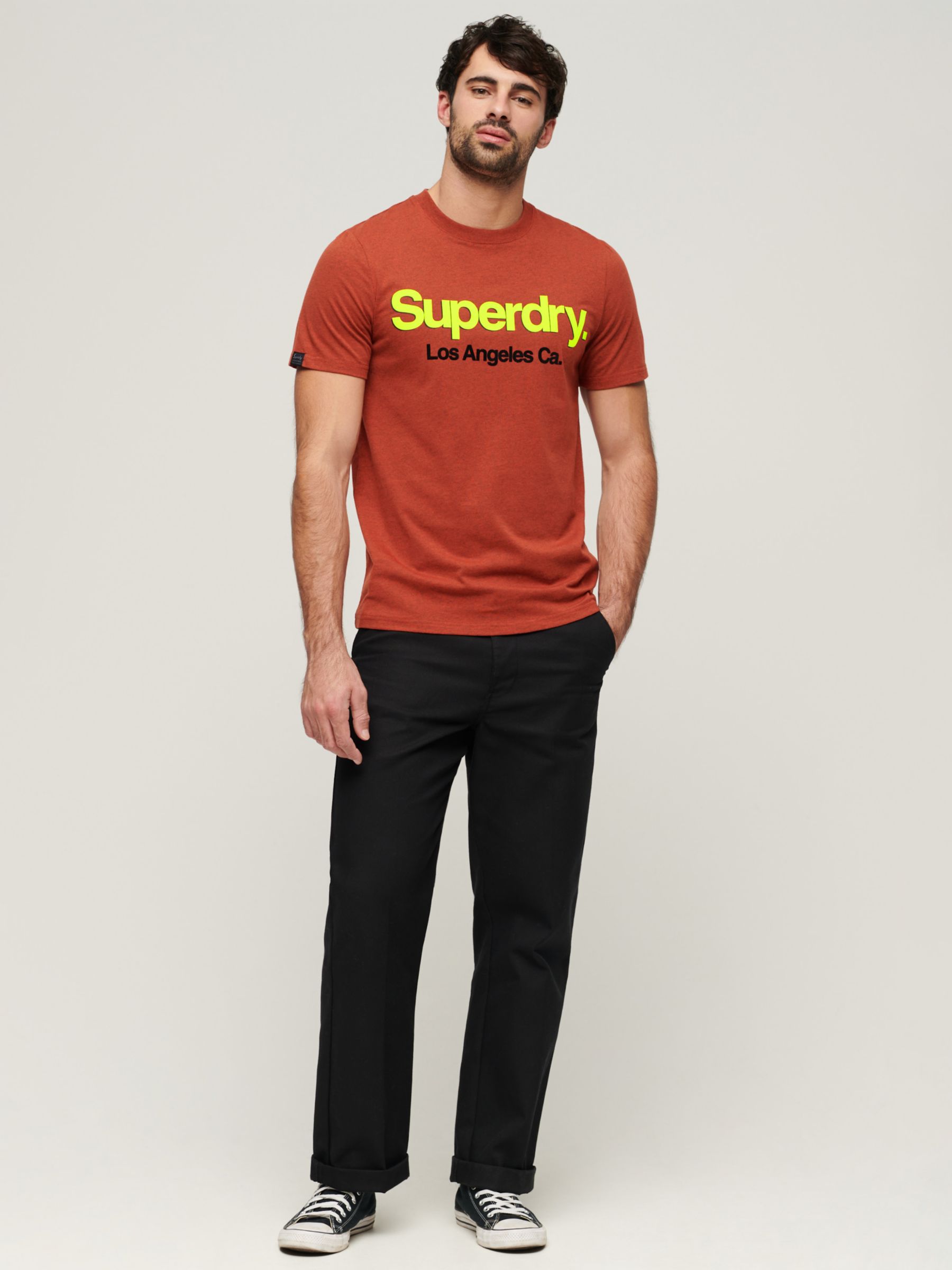 Superdry Core Logo Classic Washed T-Shirt, Arizona Orange Grit, XL