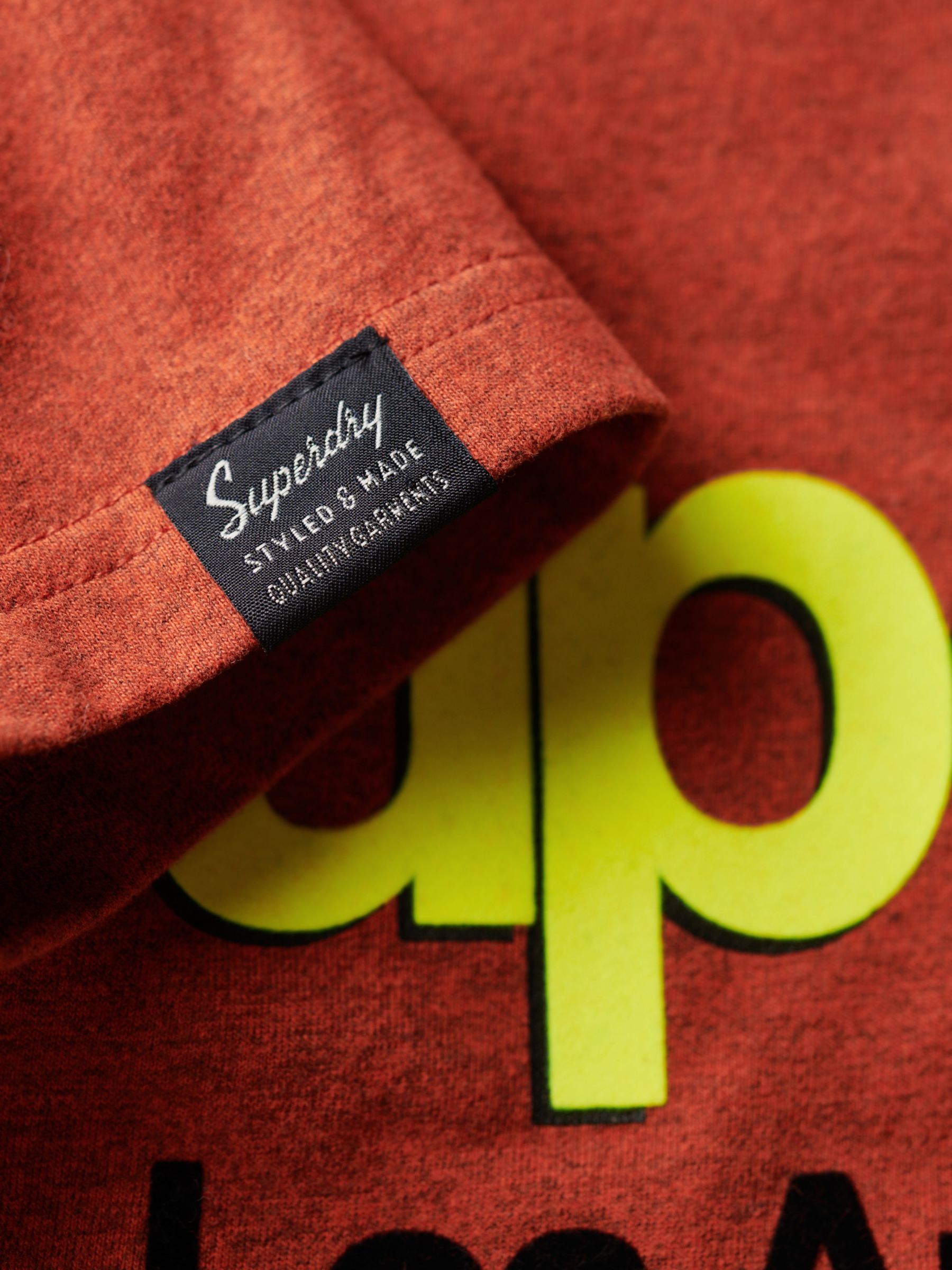 Superdry Core Logo Classic Washed T-Shirt, Arizona Orange Grit, XL