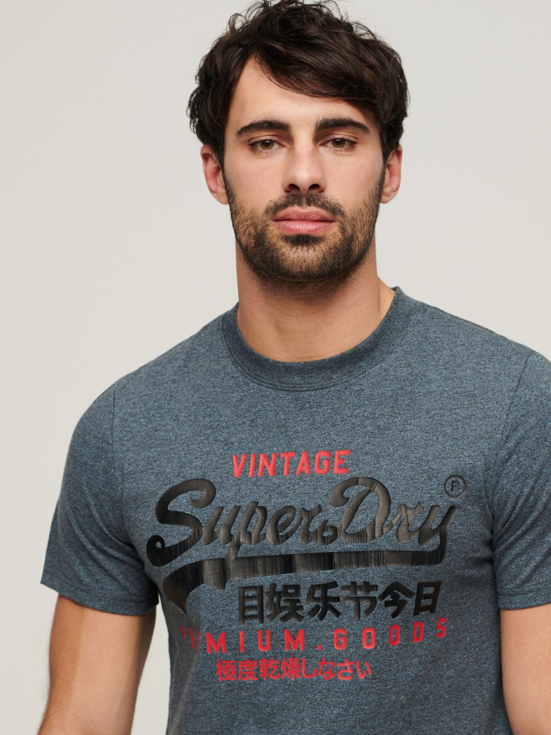 Superdry Vintage Logo Duo T-Shirt, Blue Jaspe, M