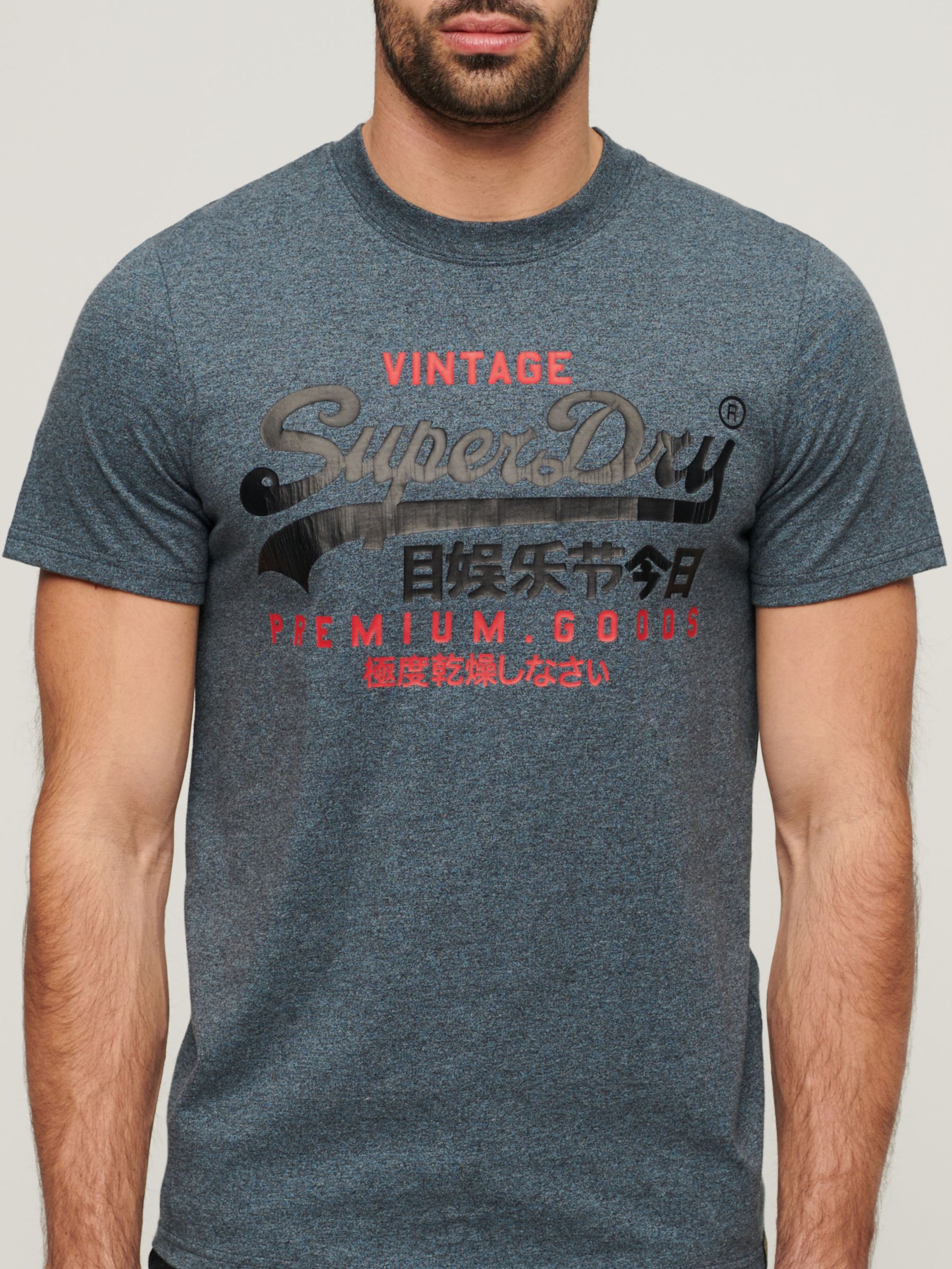 Superdry Vintage Logo Duo T-Shirt, Blue Jaspe, M