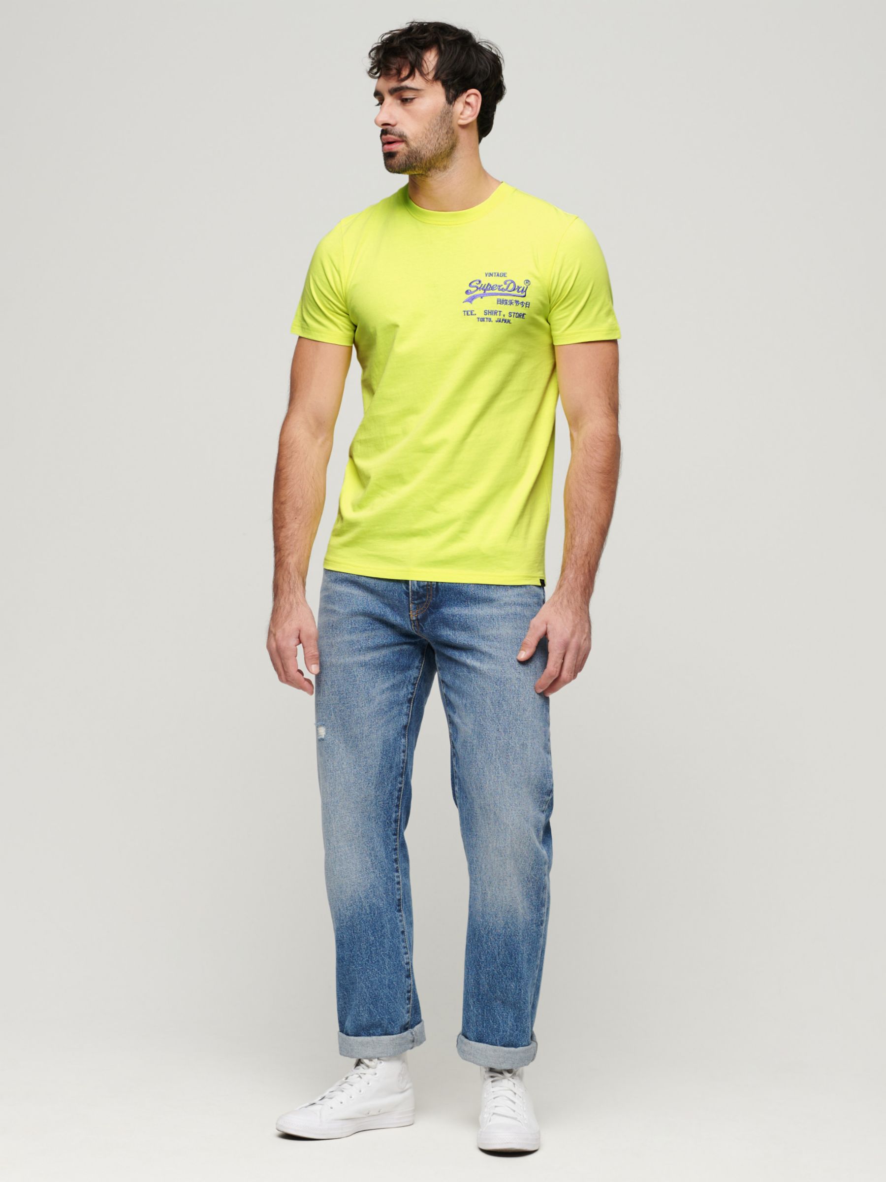 Superdry Neon Vintage Logo T-Shirt, Neon Yellow, XXXL