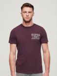 Superdry Athletic College Graphic T-Shirt, Fig Purple Slub