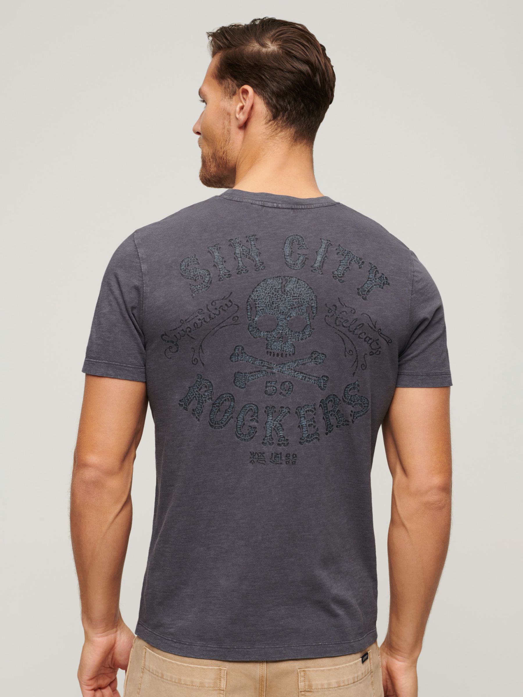 Buy Superdry Retro Rocker Graphic Logo T-Shirt, Charcoal Grey Online at johnlewis.com
