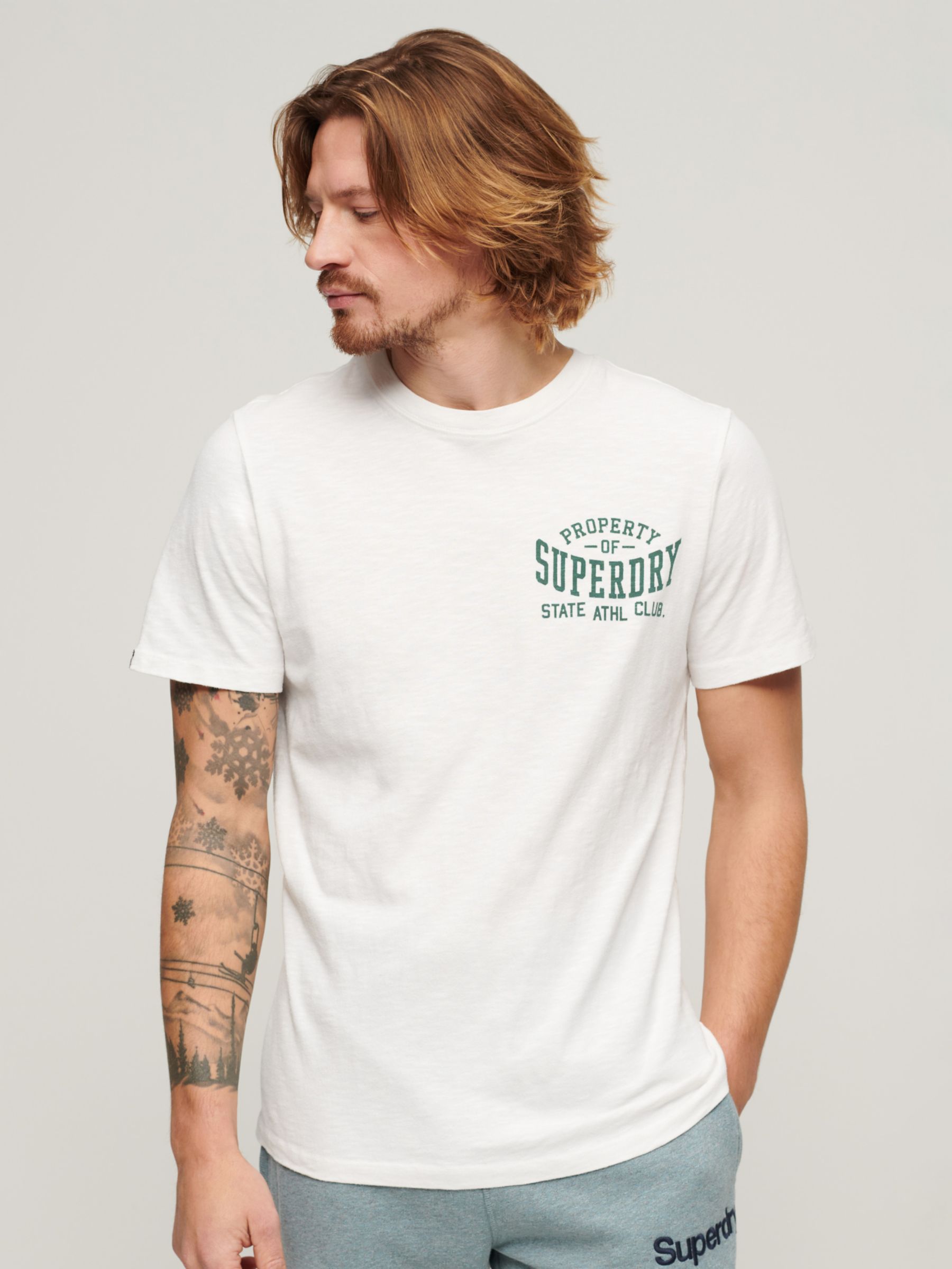 Superdry Athletic College Graphic T-Shirt, Optic Slub