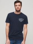 Superdry Athletic College Graphic T-Shirt, Eclipse Navy Slub