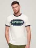 Superdry Ringer Workwear Graphic T-Shirt, Winter White/Navy
