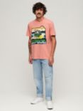Superdry Neon Travel Loose T-Shirt, Peach Amber Pink