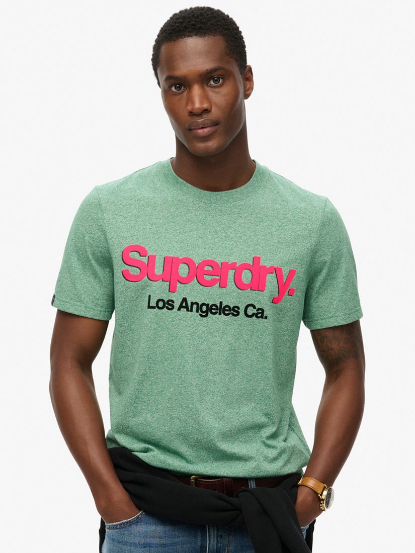 Superdry Core Logo Washed T-Shirt, Bright Green Grit, M