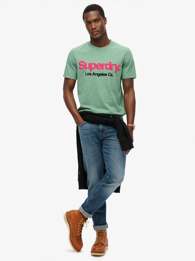 Superdry Core Logo Washed T-Shirt, Bright Green Grit, M