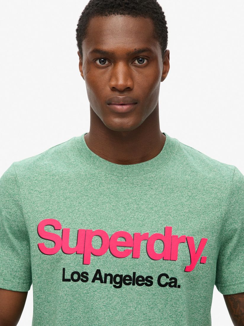 Superdry Core Logo Washed T-Shirt, Bright Green Grit, M