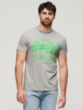 Superdry Neon Vintage Logo T-Shirt, Athletic Grey Marl