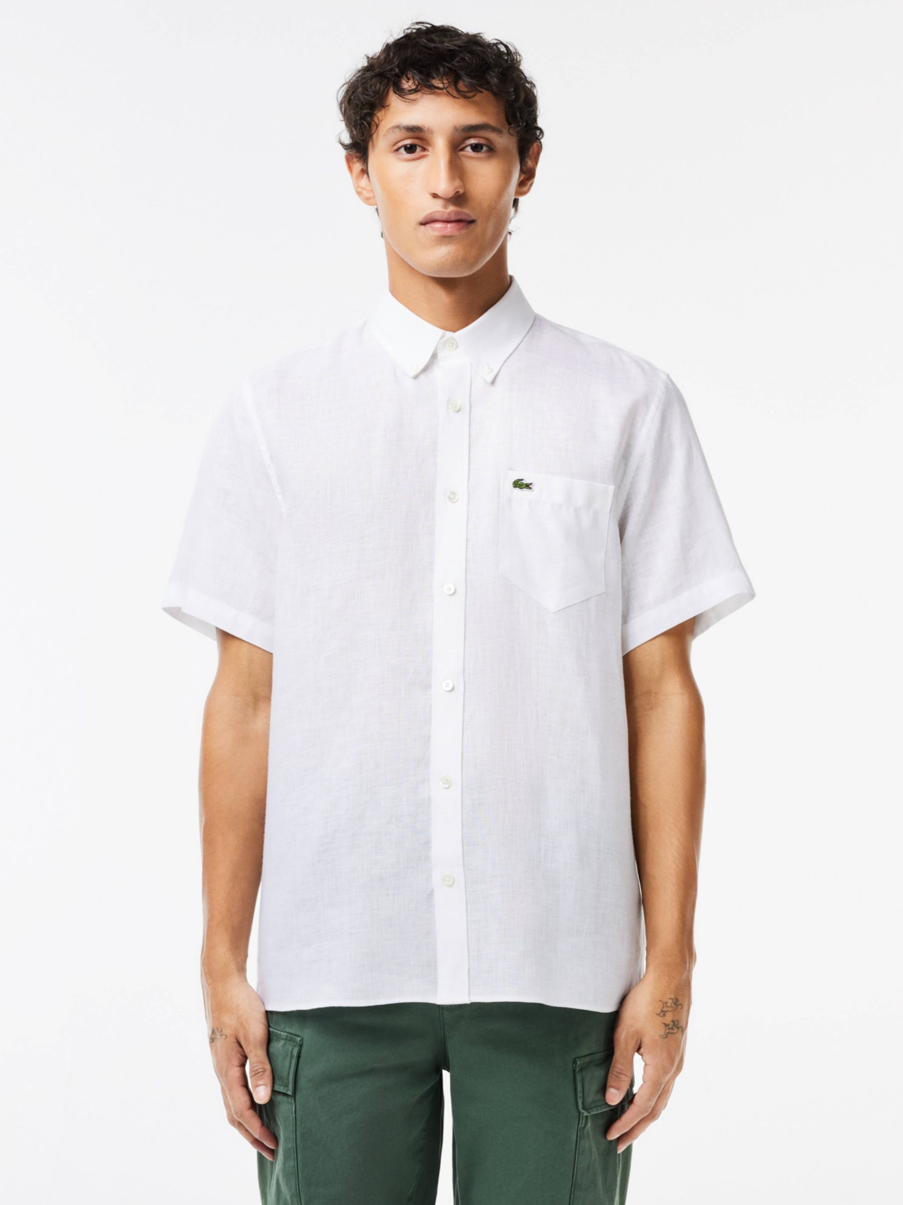 Buy Lacoste Short Sleeve Linen Shirt Online at johnlewis.com