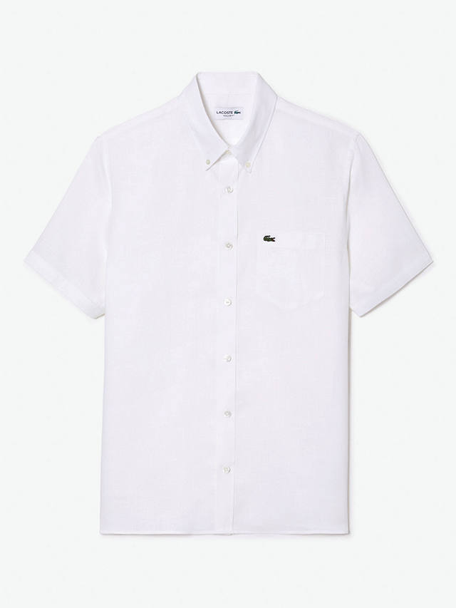 Lacoste Short Sleeve Linen Shirt, White
