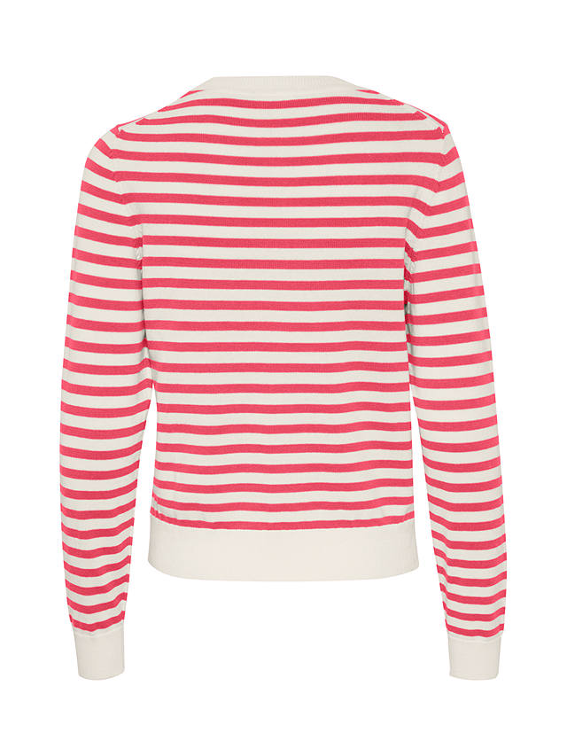 Part Two Tanisha Cotton Cardigan, Claret Red Stripe