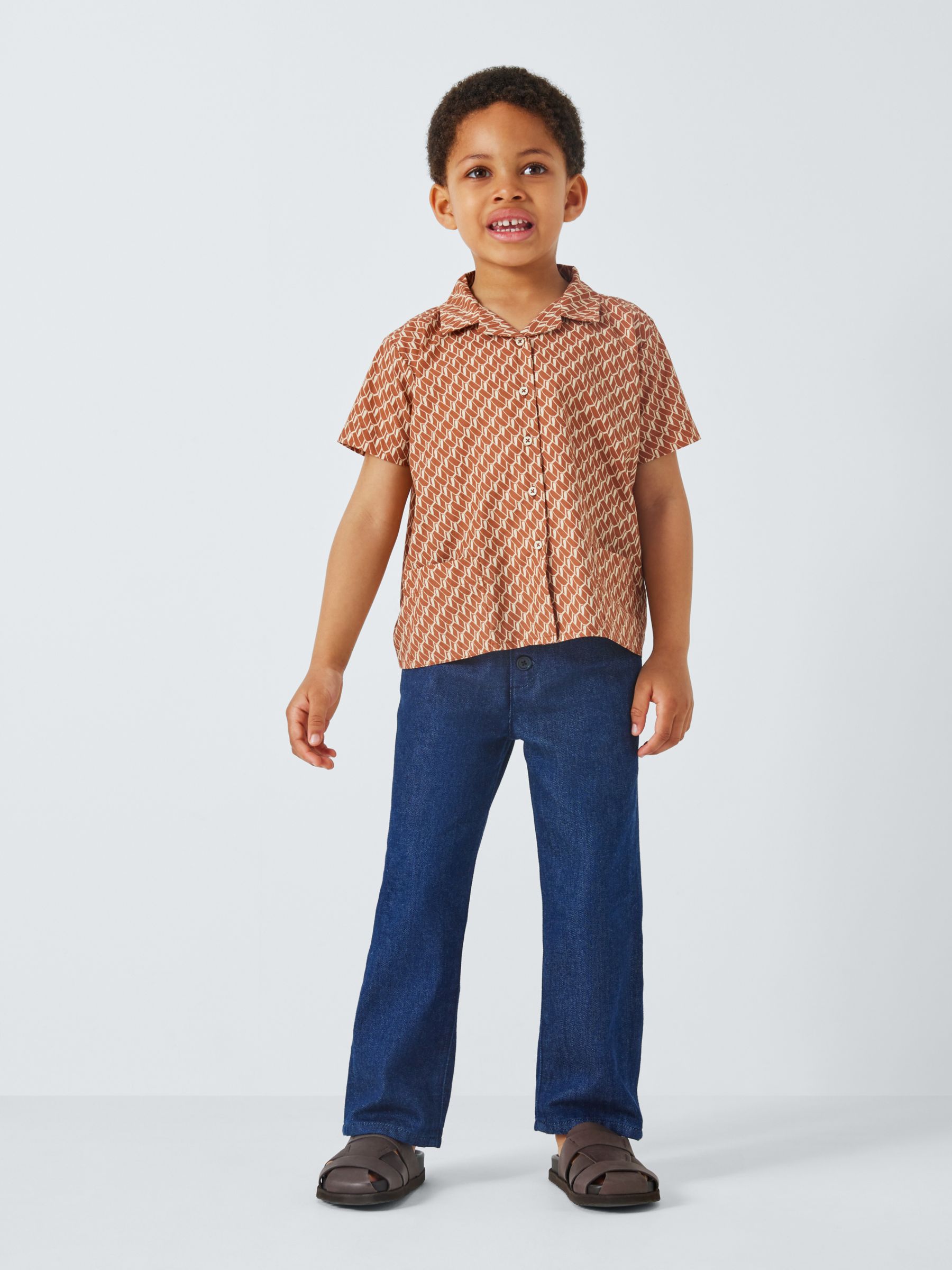 Buy Caramel Kids' Bamboo Geometric Shirt, Orange Online at johnlewis.com