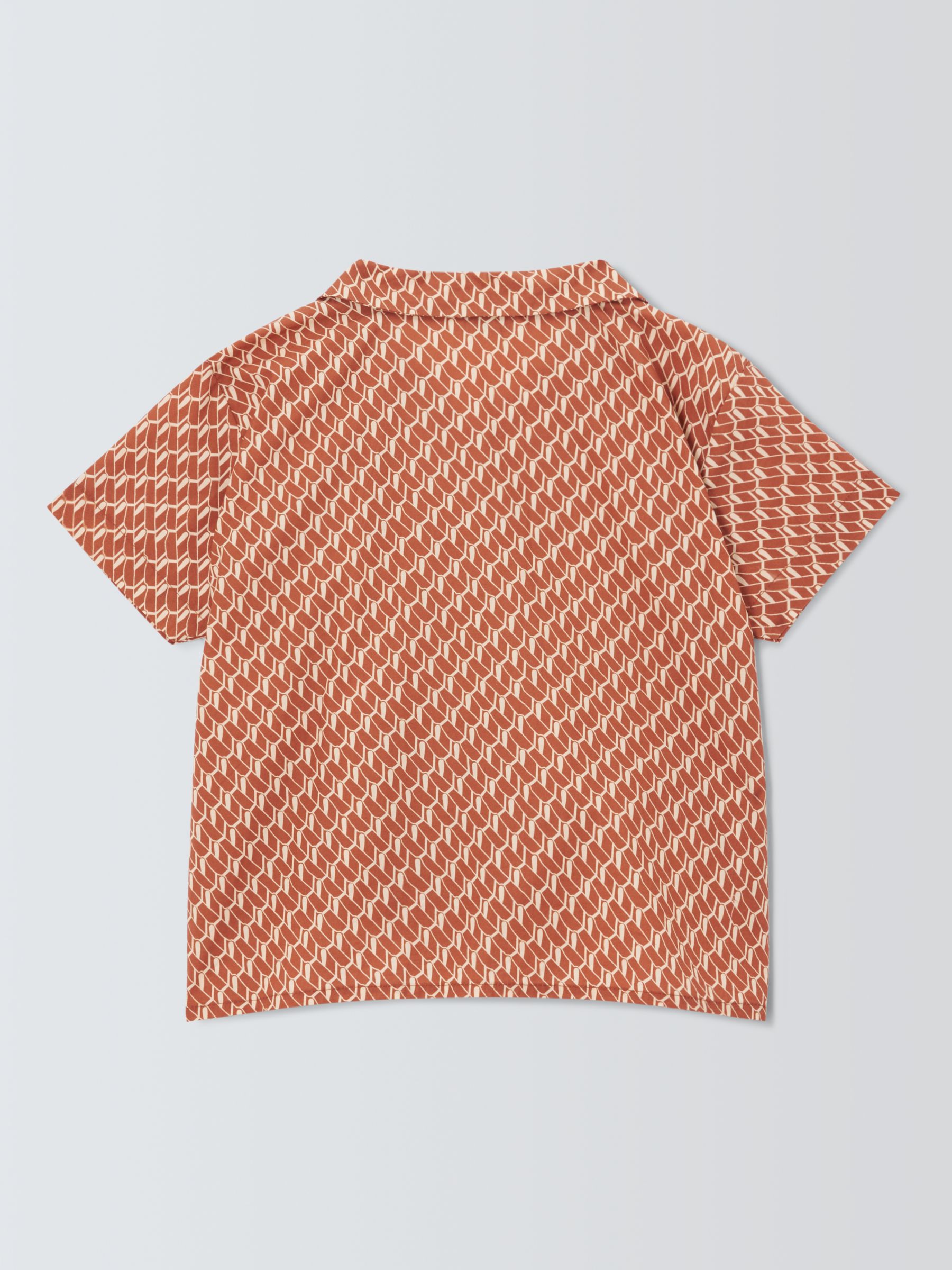 Caramel Kids' Bamboo Geometric Shirt, Orange, 3 years