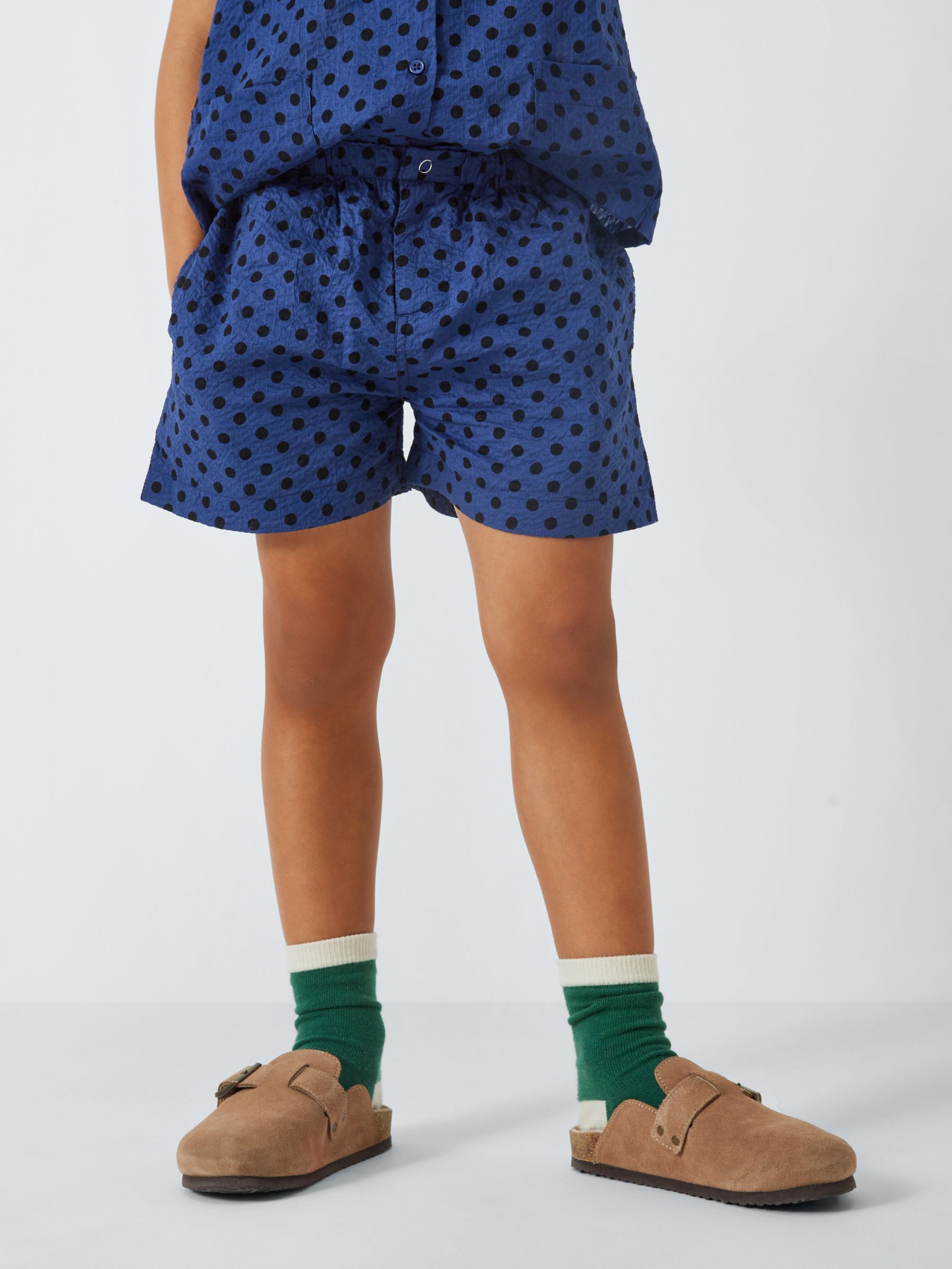 Caramel Kids' Apium Polka Dot Shorts, Navy, 3 years
