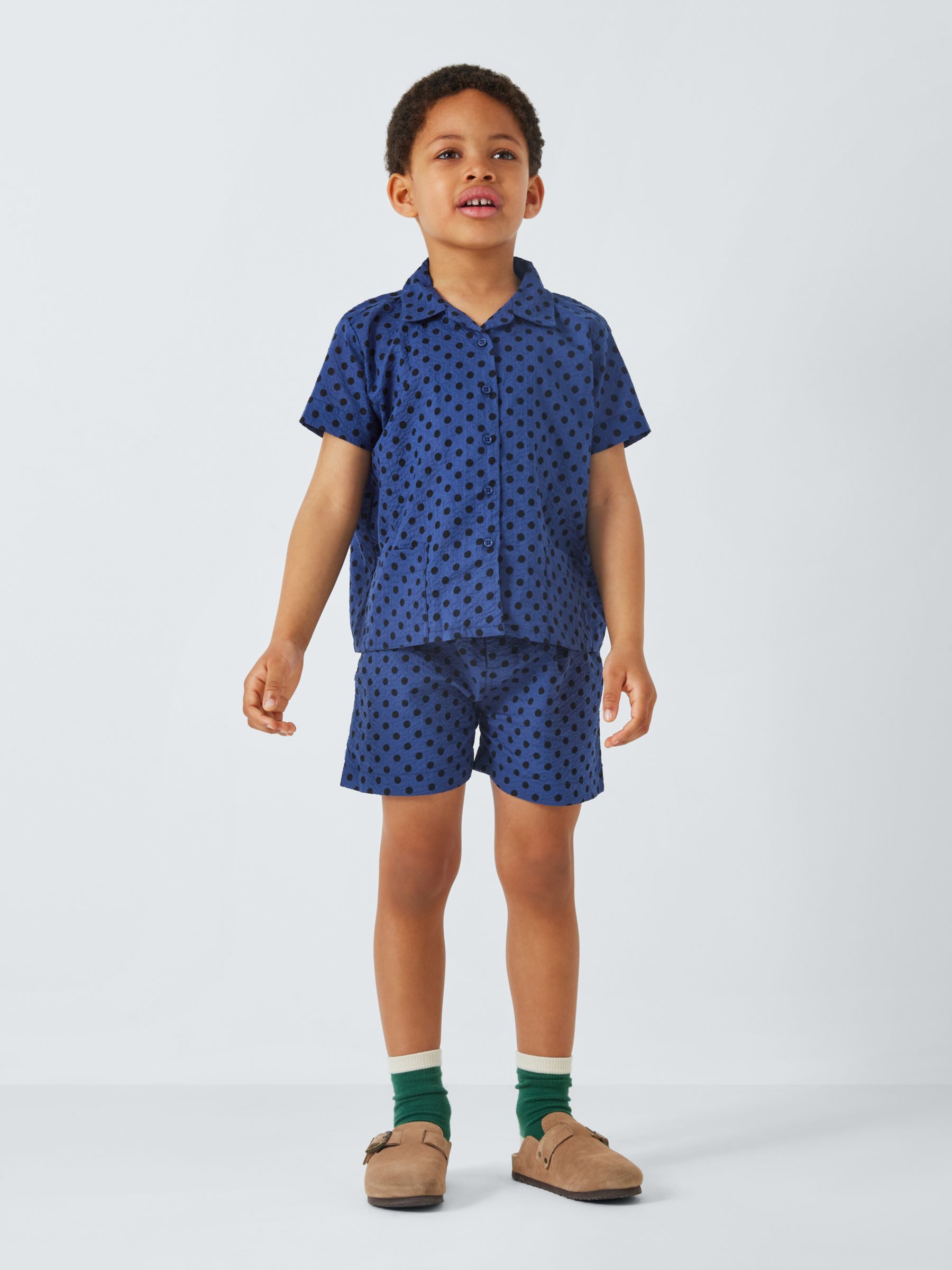 Buy Caramel Kids' Apium Polka Dot Shorts, Navy Online at johnlewis.com