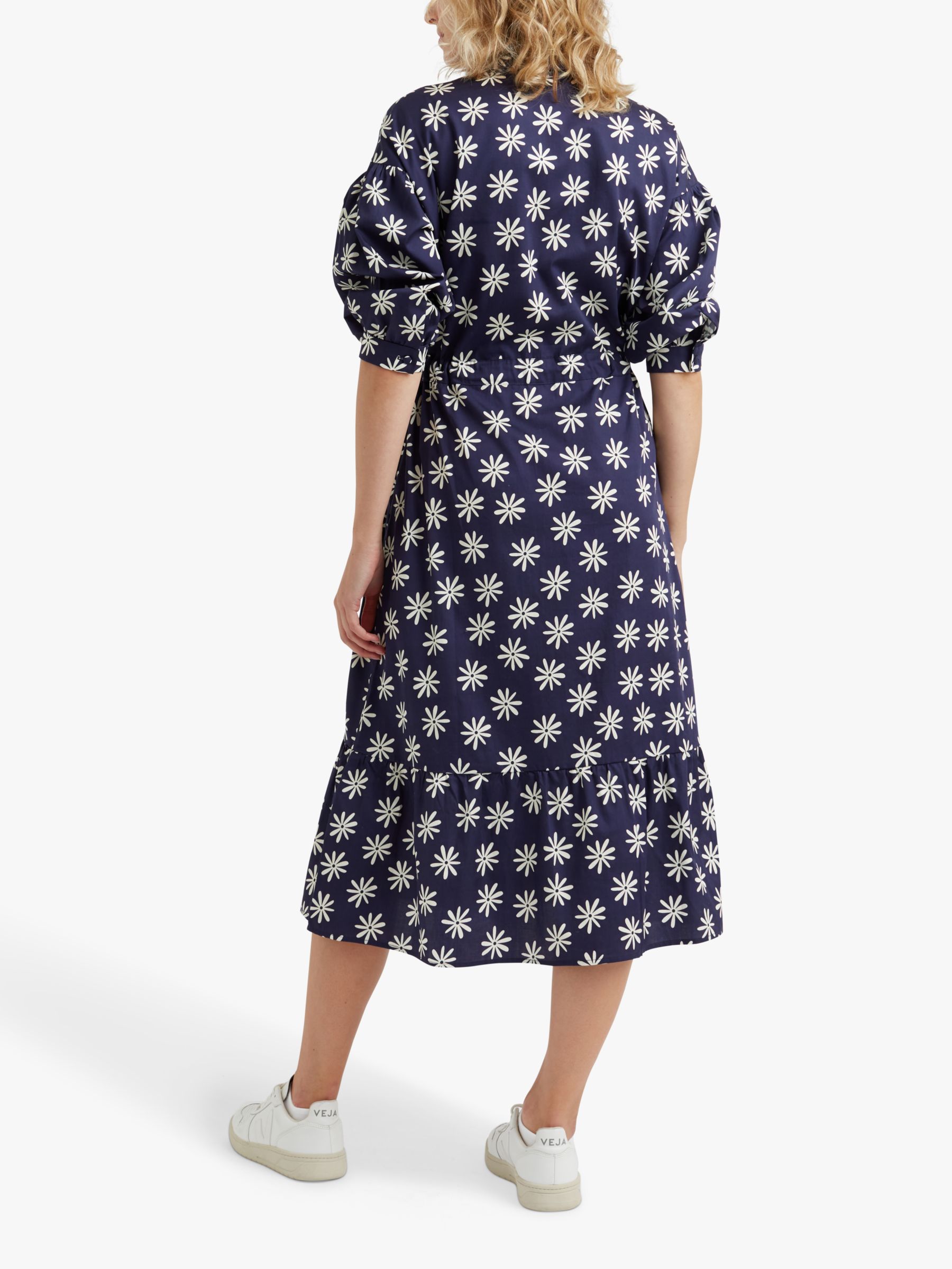 Chinti & Parker Ditsy Floral Midi Dress, Navy/Cream, 12