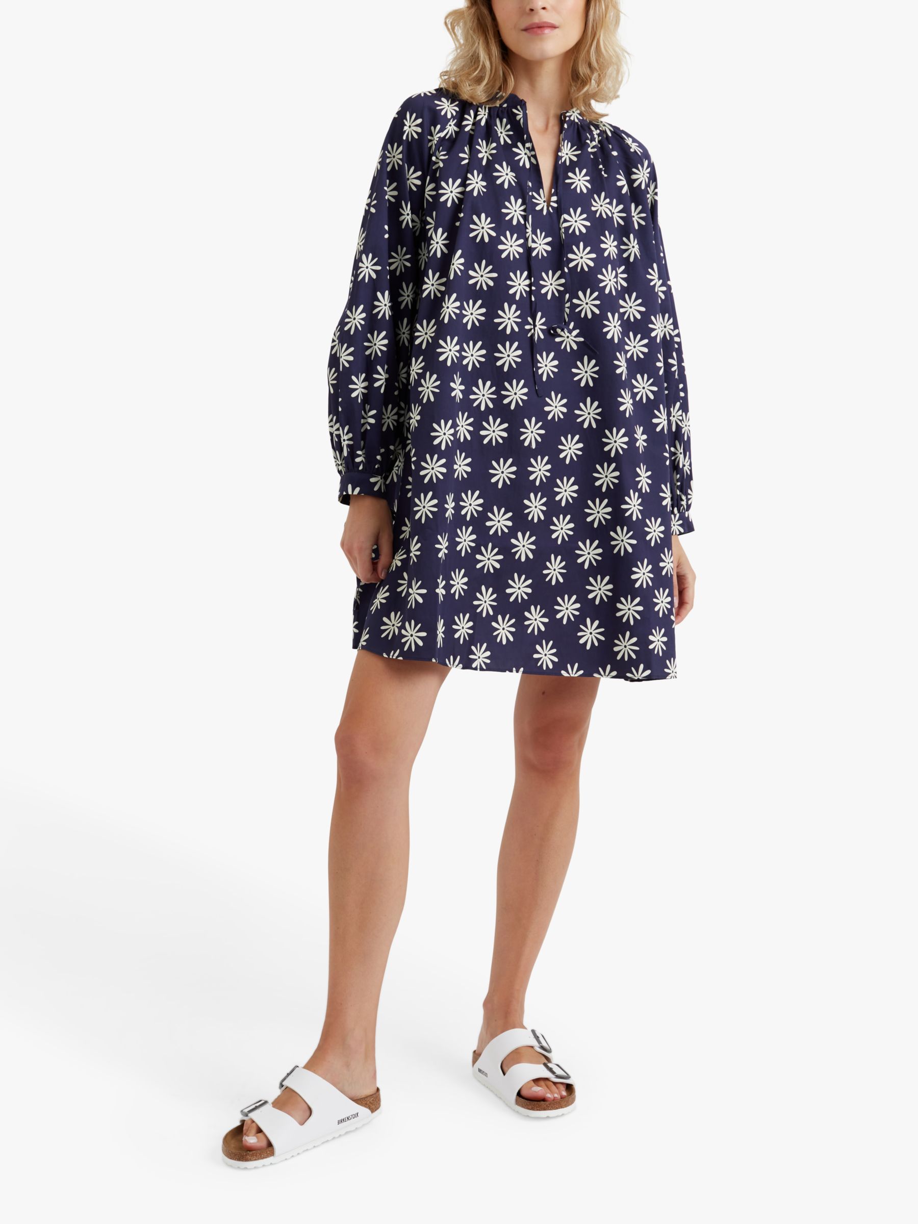 Chinti & Parker Ditsy Floral Shift Dress, Navy/Cream, 4