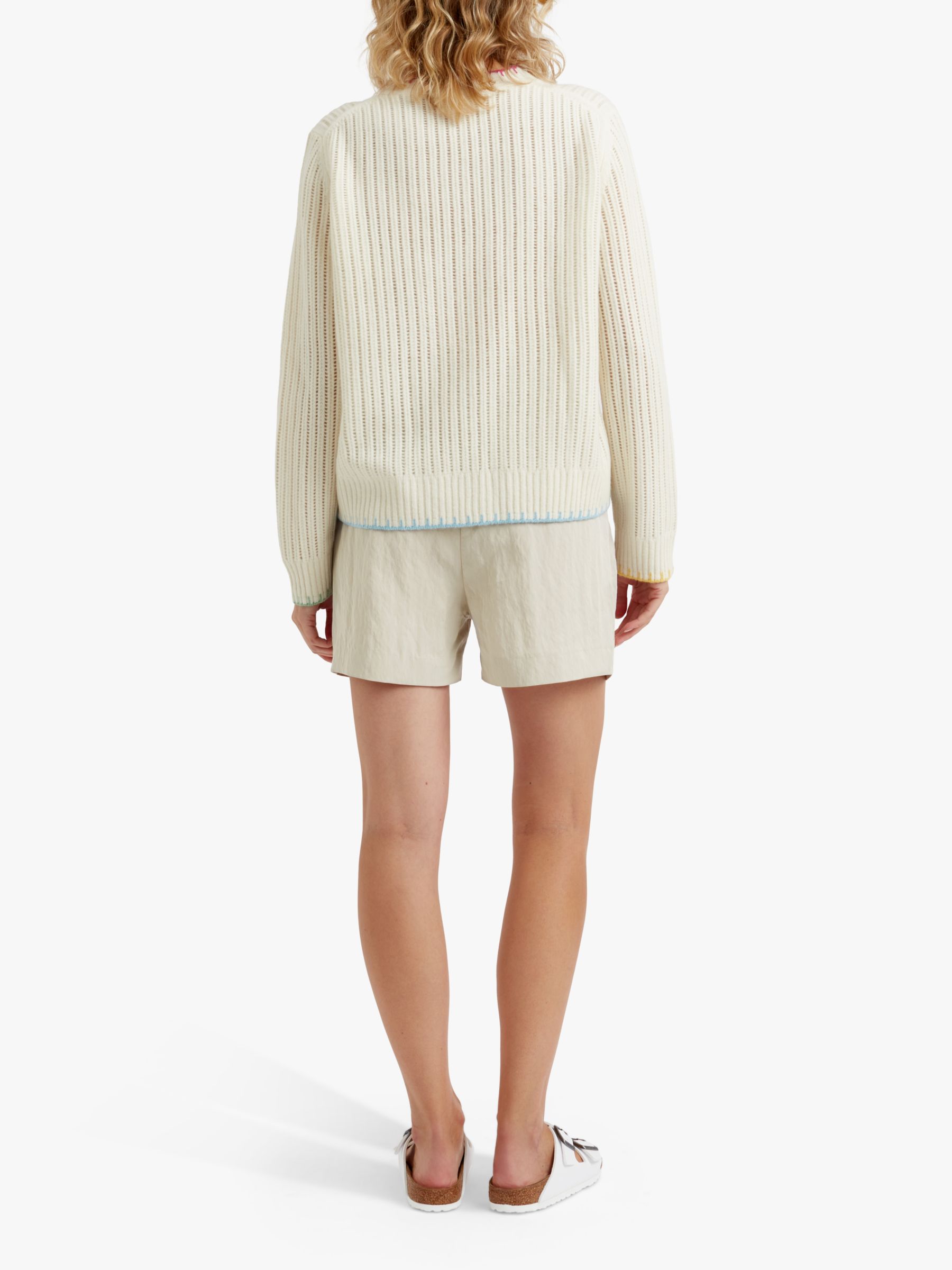Chinti & Parker Cashmere Blend Summer Stitch Sweater, Cream, XL