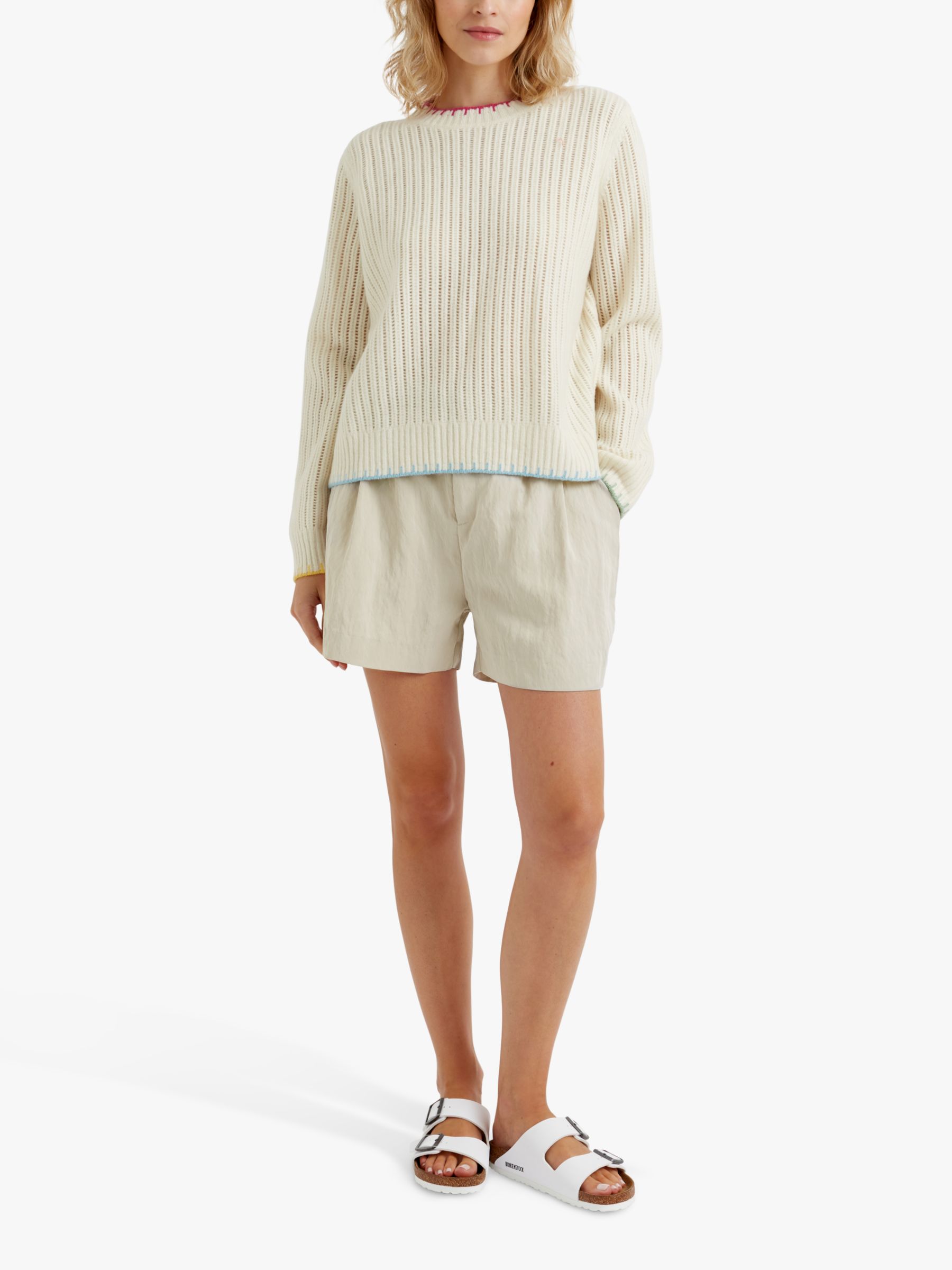 Chinti & Parker Cashmere Blend Summer Stitch Sweater, Cream, XL