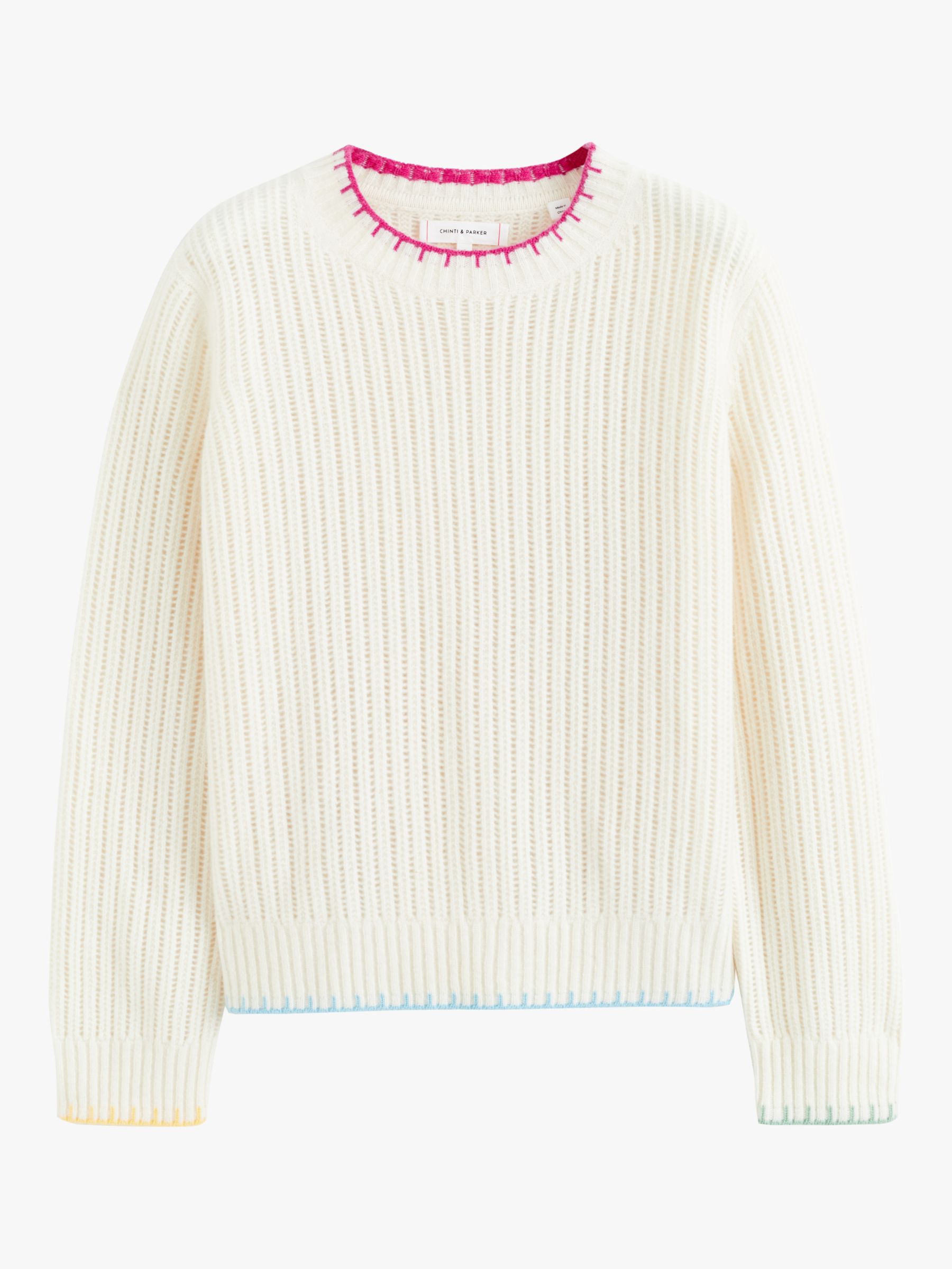 Buy Chinti & Parker Cashmere Blend Summer Stitch Sweater, Cream Online at johnlewis.com