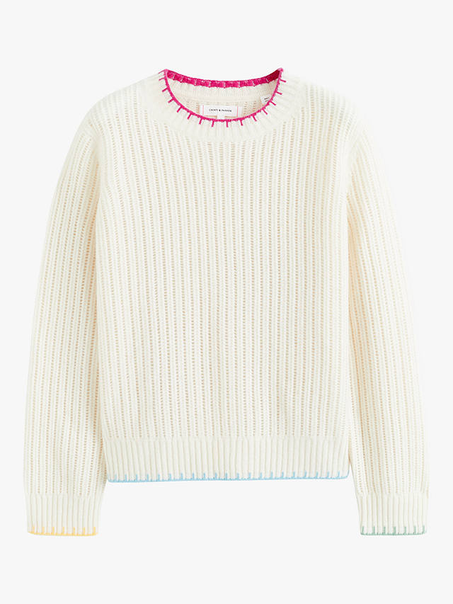 Chinti & Parker Cashmere Blend Summer Stitch Sweater, Cream