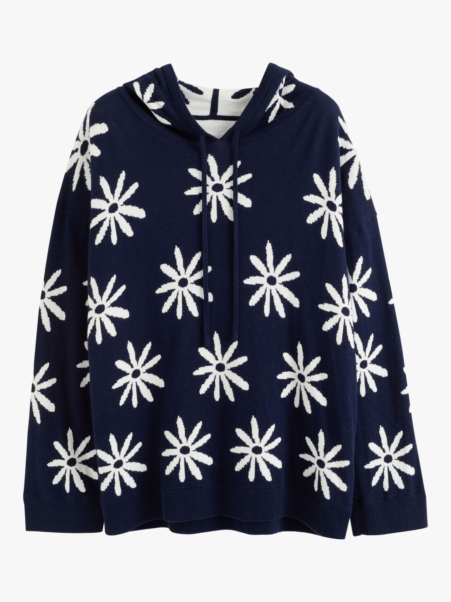 Chinti & Parker Ditsy Daisy Cashmere Blend Hoodie, Deep Navy/Multi, XL