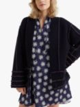 Chinti & Parker Contrast Stitch Wool Cashmere Blend Jacket, Deep Navy/Multi, Deep Navy/Multi