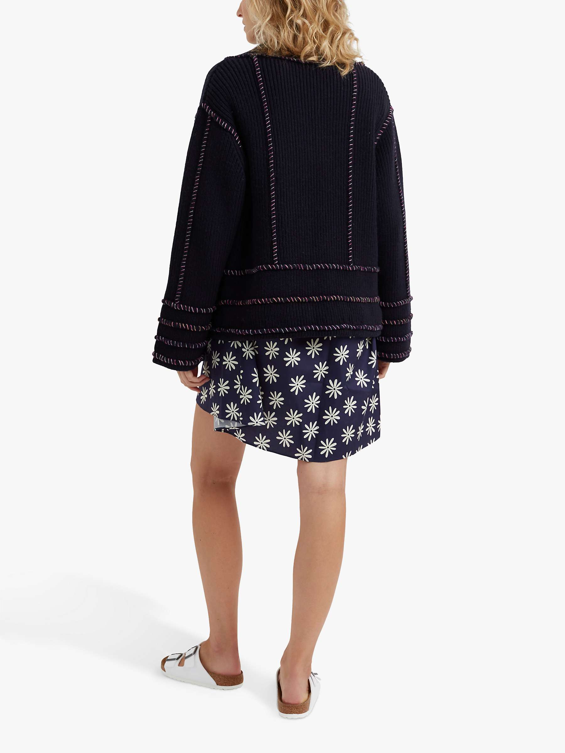 Buy Chinti & Parker Contrast Stitch Wool Cashmere Blend Jacket, Deep Navy/Multi Online at johnlewis.com