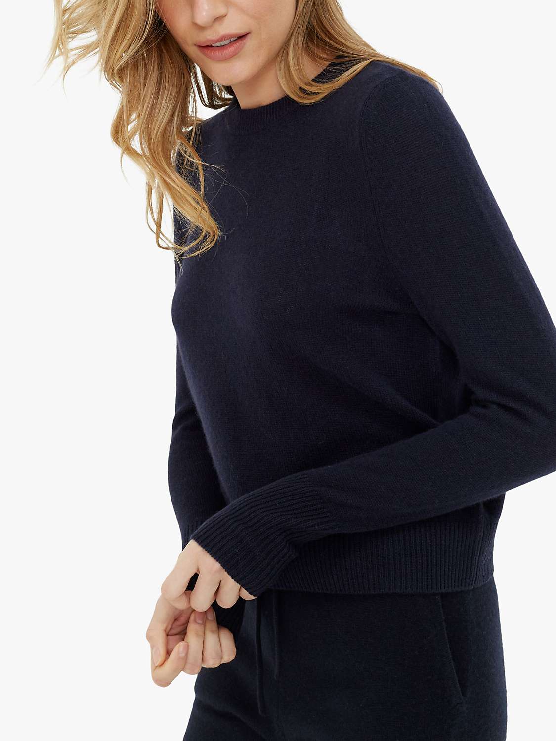 Buy Chinti & Parker Cashmere Cropped Jumper, Navy Online at johnlewis.com