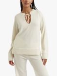 Chinti & Parker Cashmere Tie Neck Jumper, Cream