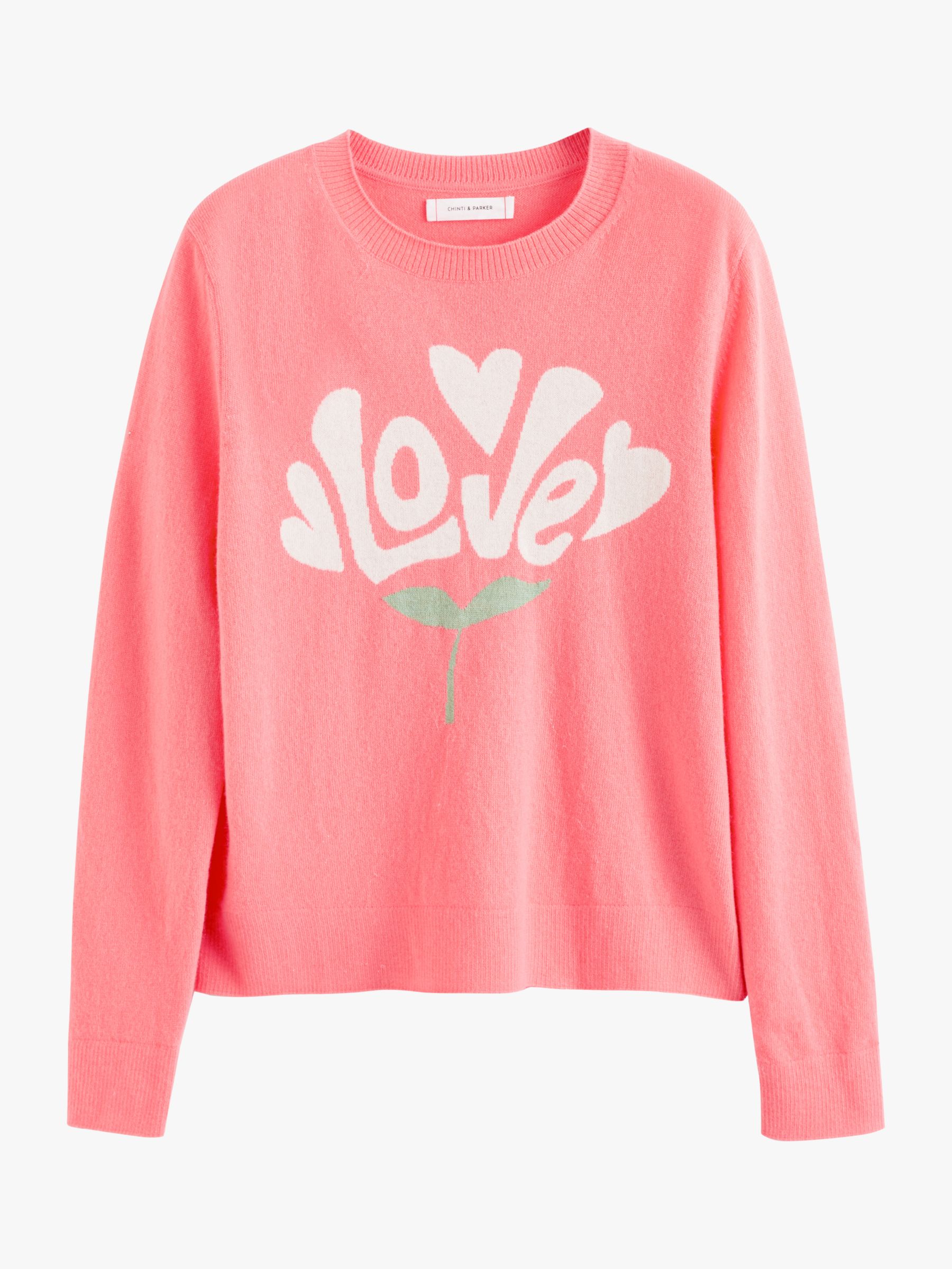 Chinti & Parker Bloom Love Wool Cashmere Jumper, Living Coral, XS