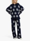 Chinti & Parker Ditsy Daisy Cashmere Blend Joggers, Deep Navy/Multi