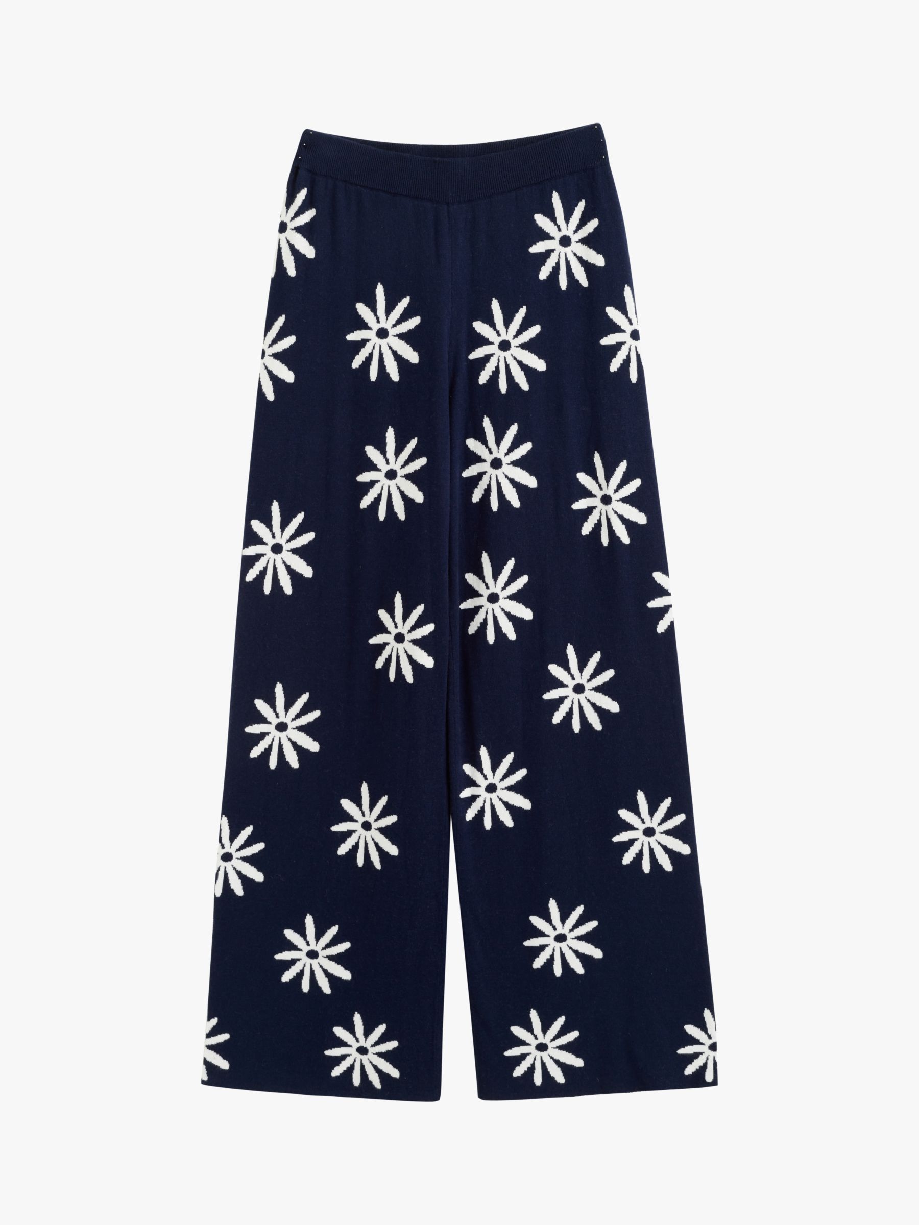 Chinti & Parker Ditsy Daisy Cashmere Blend Joggers, Deep Navy/Multi, XS
