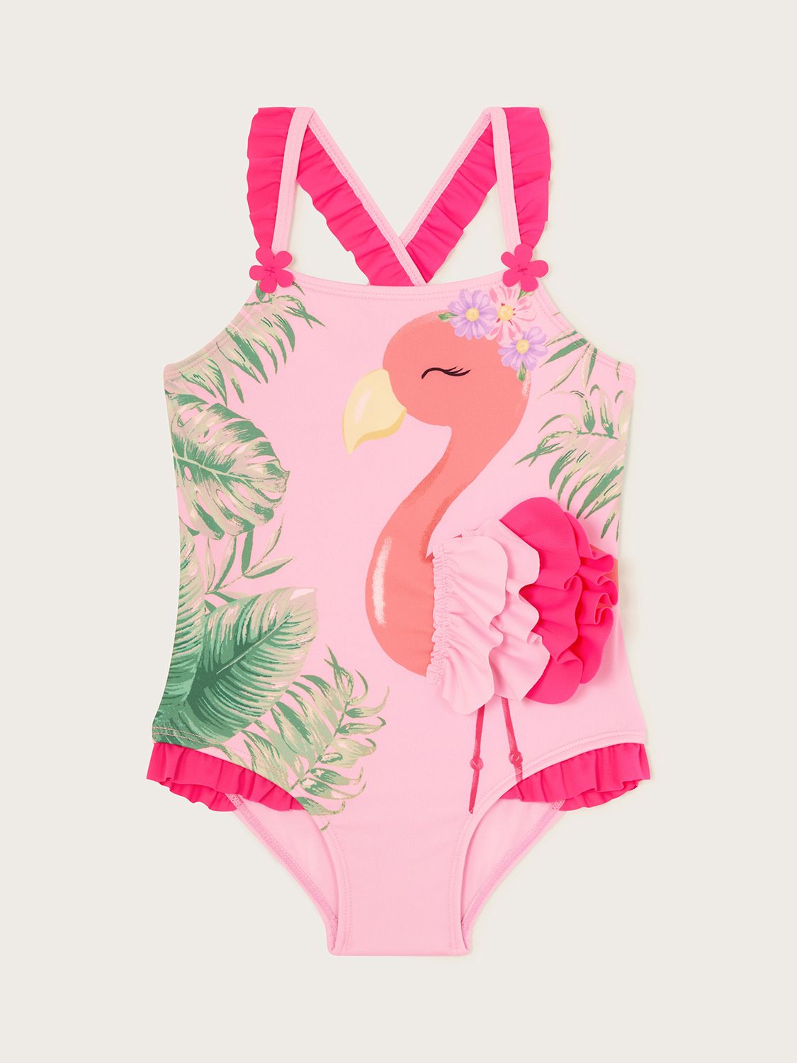 Monsoon Baby Flamingo Swimsuit, Pink, 0-3 months