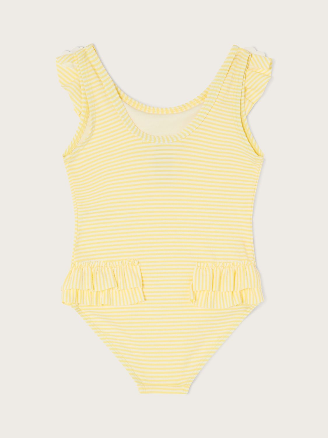 Buy Monsoon Baby Butterfly Detail Stripe Seersucker Swimsuit, Yellow Online at johnlewis.com