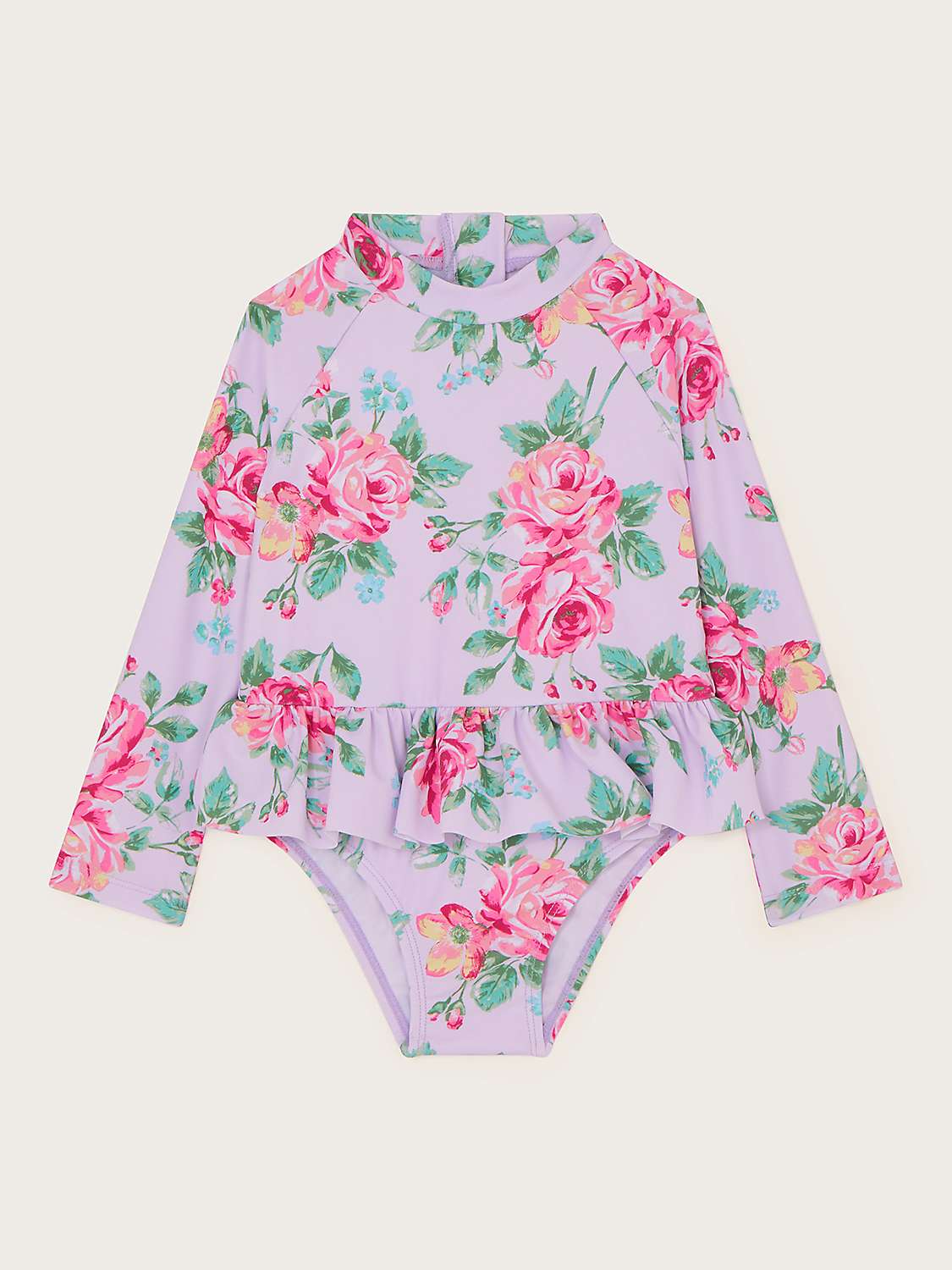 Buy Monsoon Baby Floral Print Skirted Swimsuit, Lilac Online at johnlewis.com