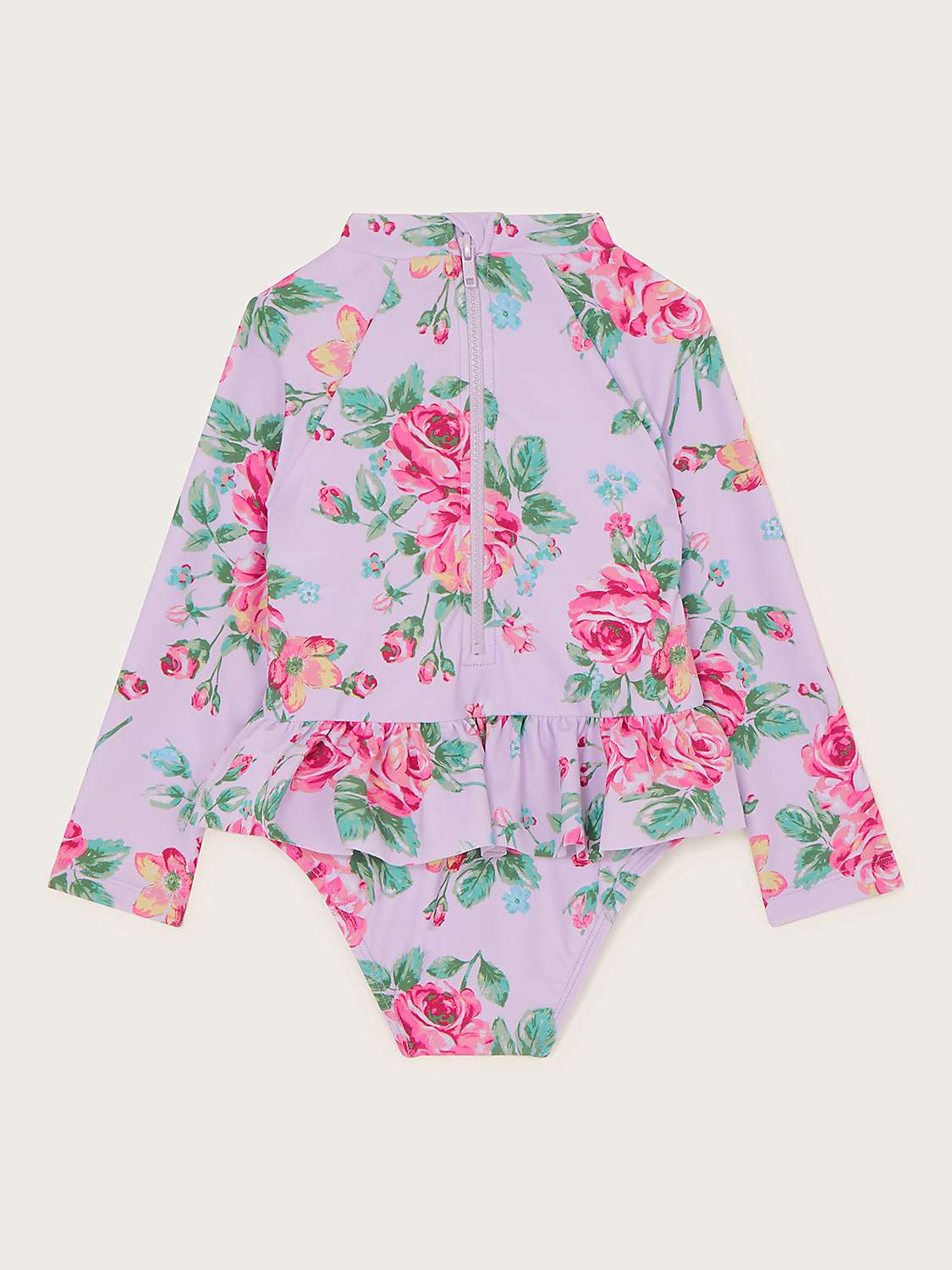 Buy Monsoon Baby Floral Print Skirted Swimsuit, Lilac Online at johnlewis.com