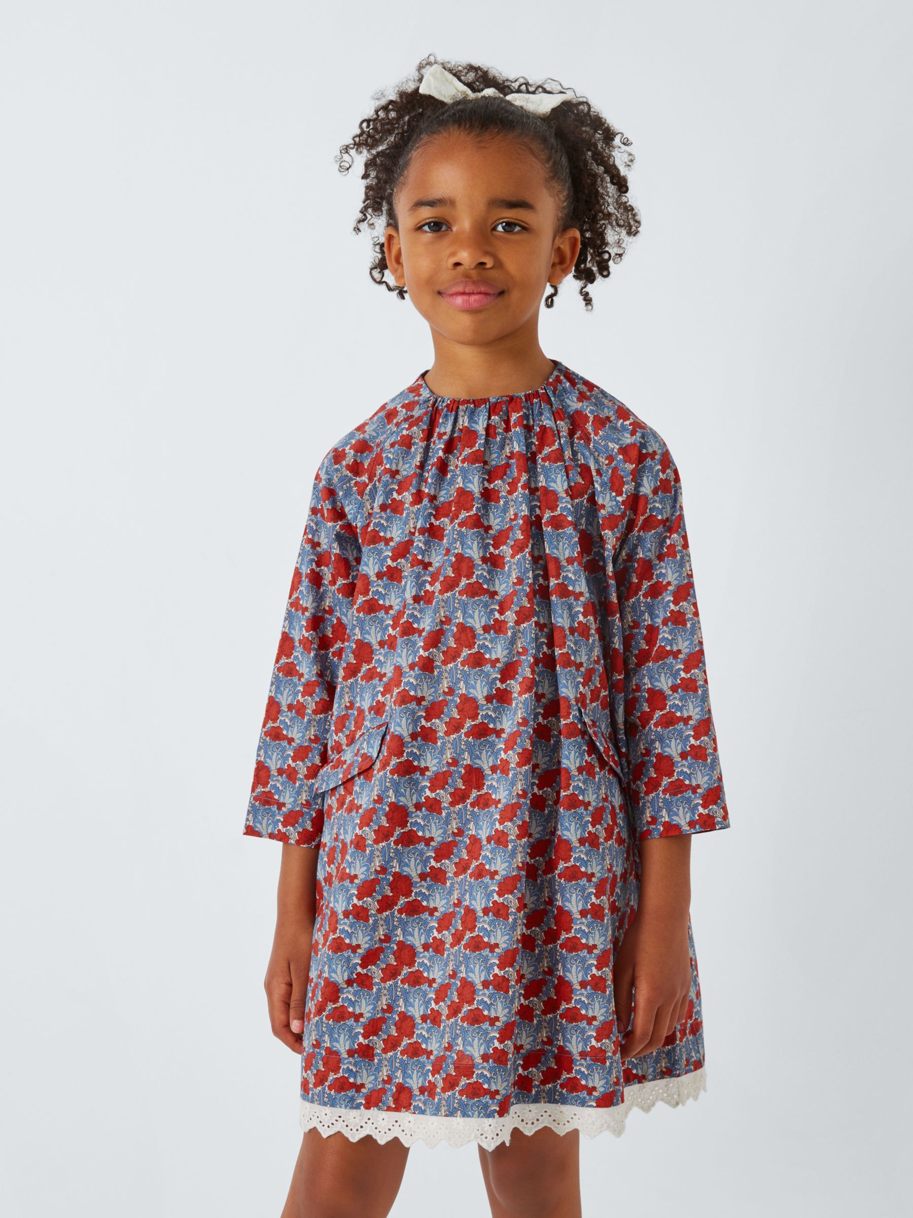 Caramel Kids' Malika Floral Liberty Print Dress, Blue/Multi, 8 years
