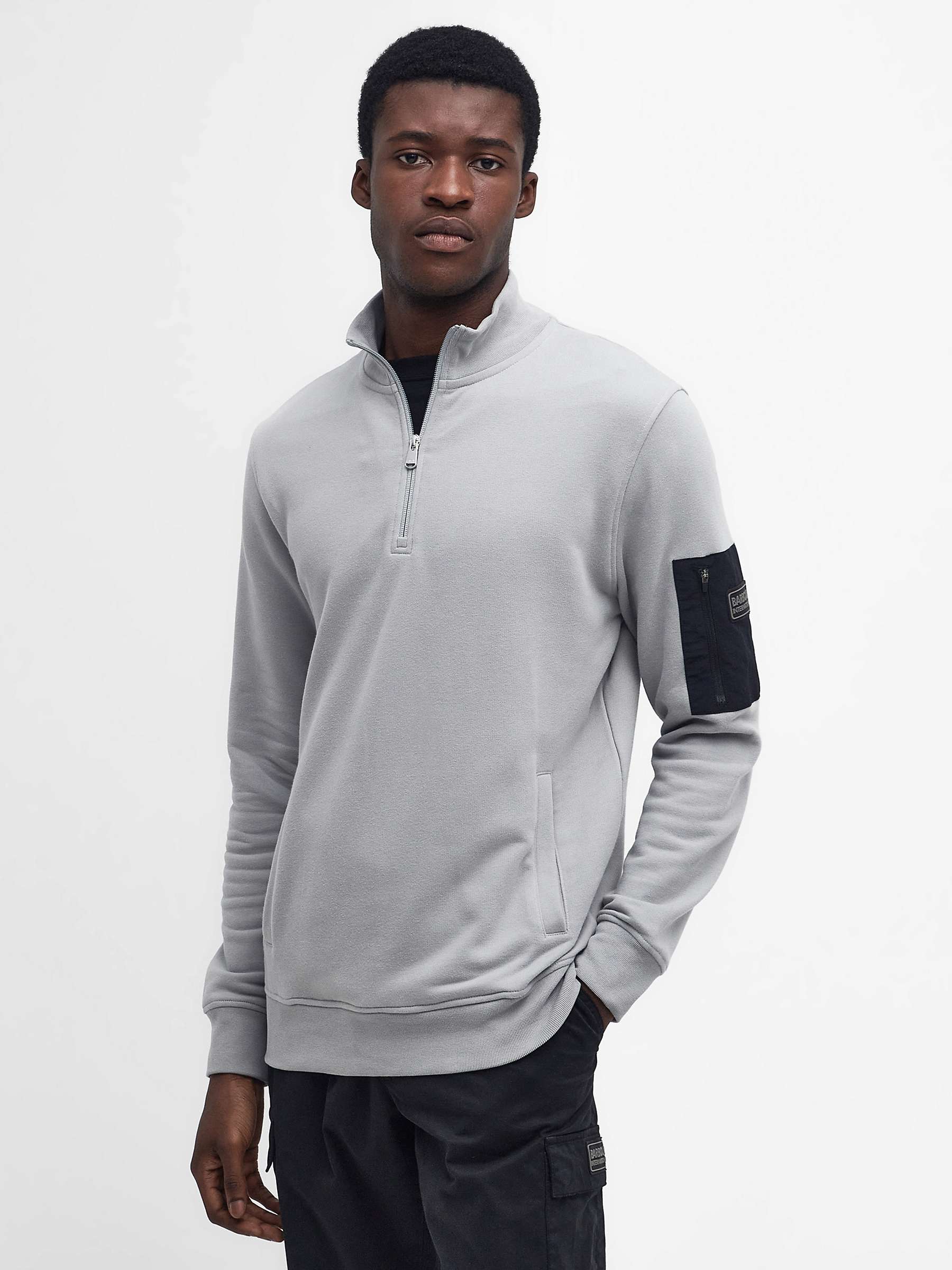 Buy Barbour International Alloy Half Zip Sweatshirt, Ultimate Grey Online at johnlewis.com
