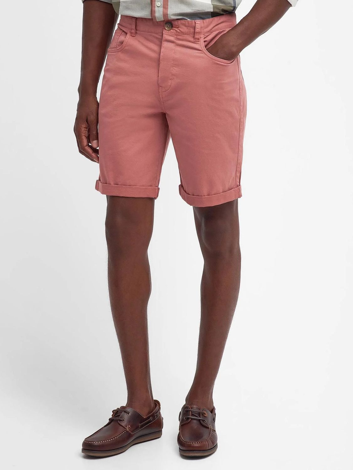 Barbour Overdyed Twill Shorts, Pink, 38R
