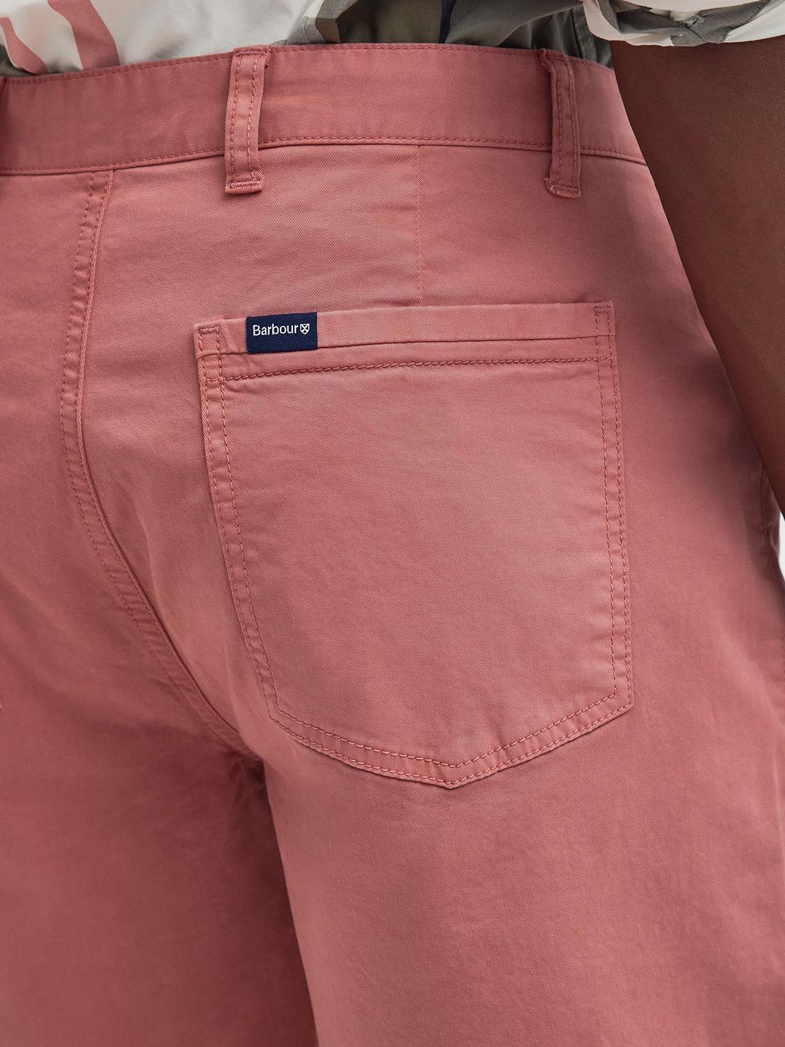 Barbour Overdyed Twill Shorts, Pink, 38R