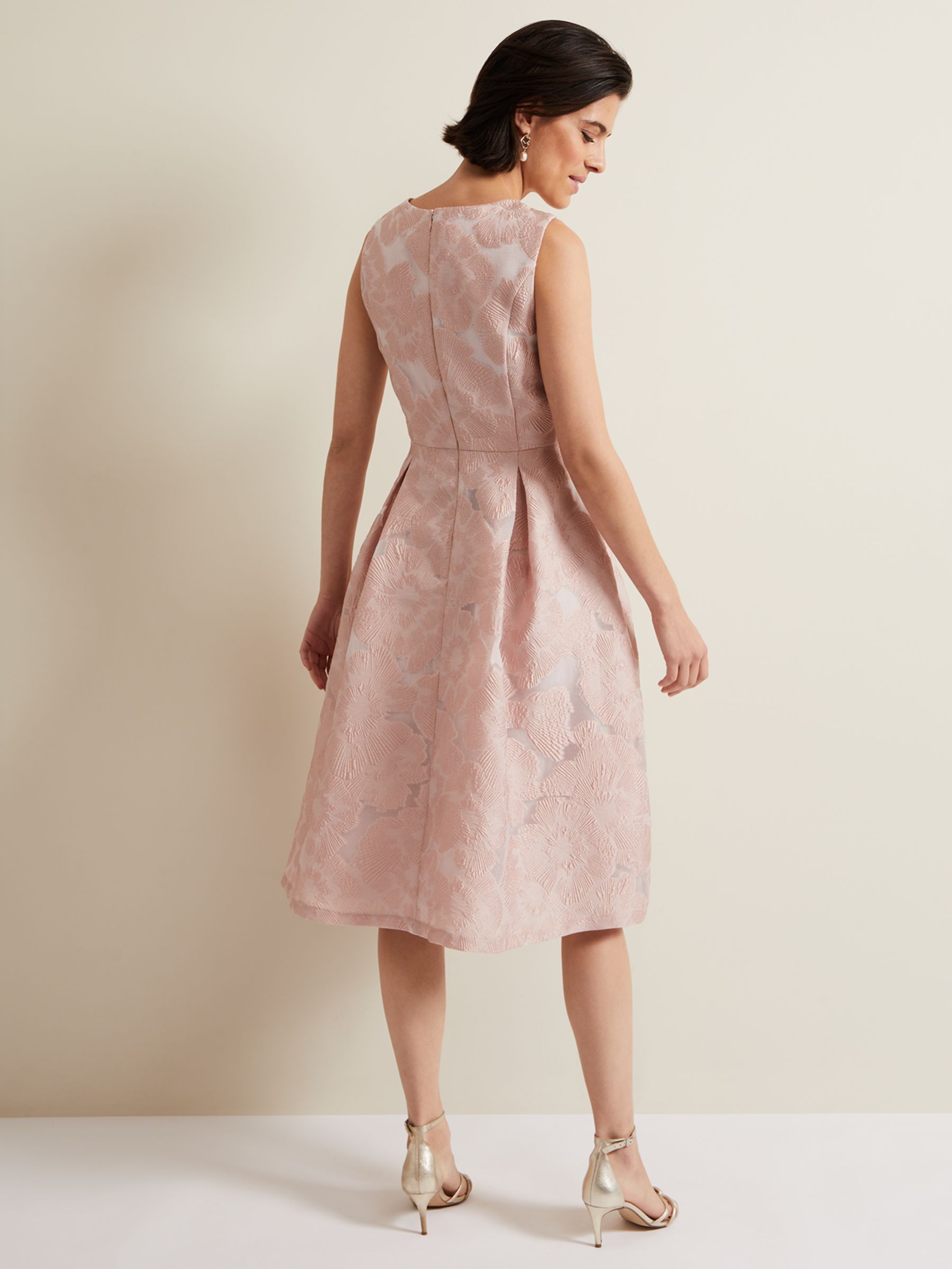 Phase Eight Jacesta Jacquard Dress, Pale Pink, 26